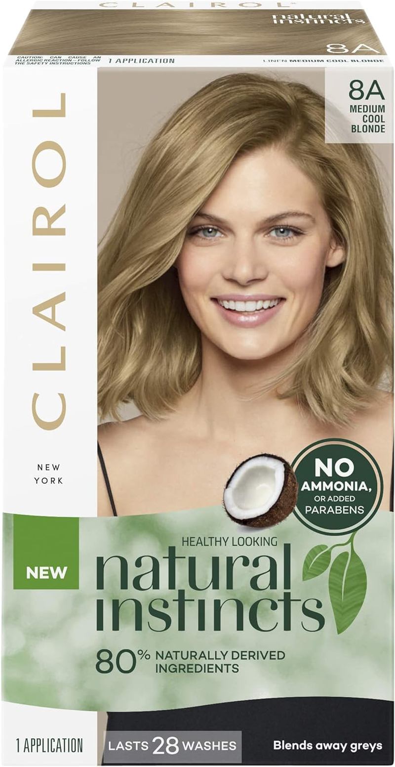 Clairol Natural Instincts Semi-Permanant Hair Colour, 8A Medium Cool Blonde, Ammonia Free, Natural Hair Colour