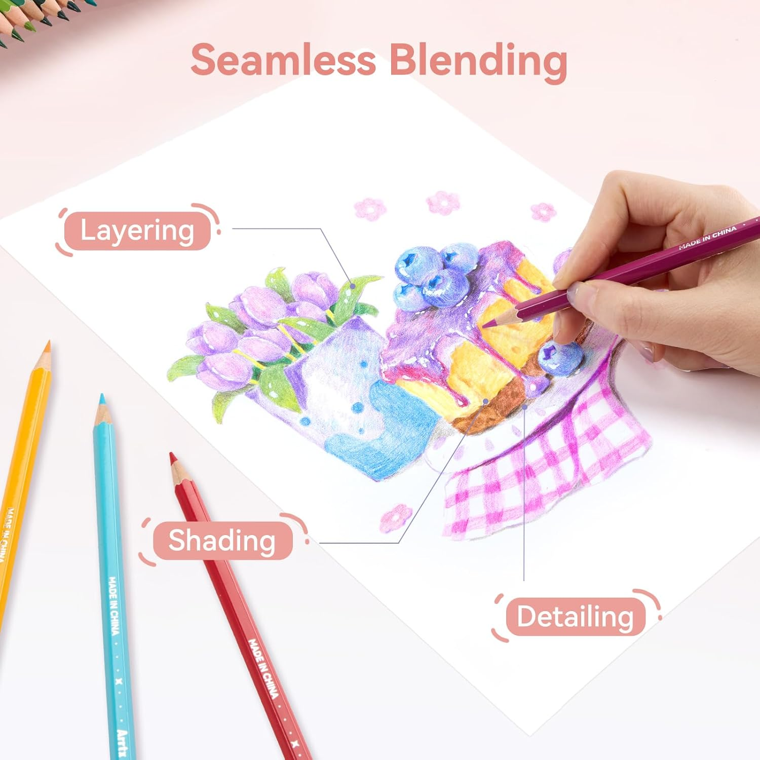 Arrtx Colored Pencils, Set of 120 Colors, Soft Core Coloring Pencils with Vibrant Color, Oil Based Colored Pencils for Adults, Professionals and Colorists image number 1