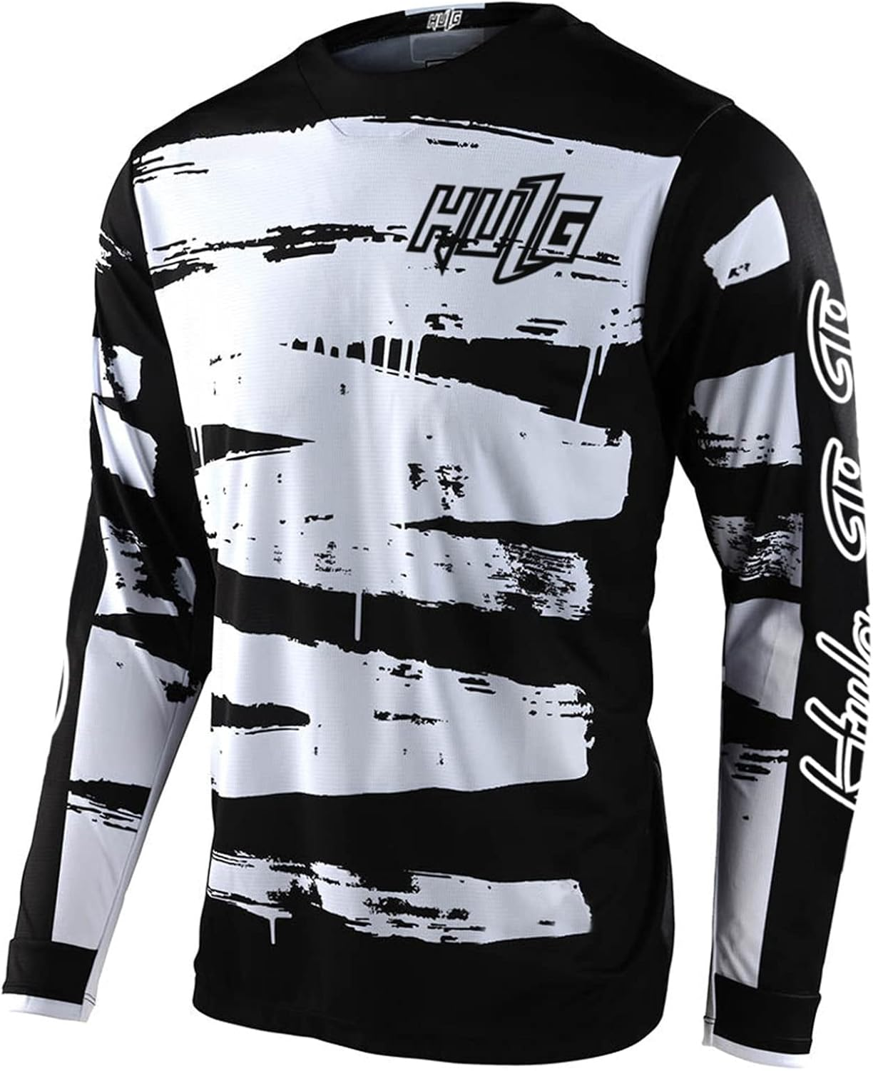 HULG Men'S Cycling Jersey Mountain Bike Motocross Jersey Long Sleeve MTB T-Shirt Downhill Cycling Jersey Quick-Drying