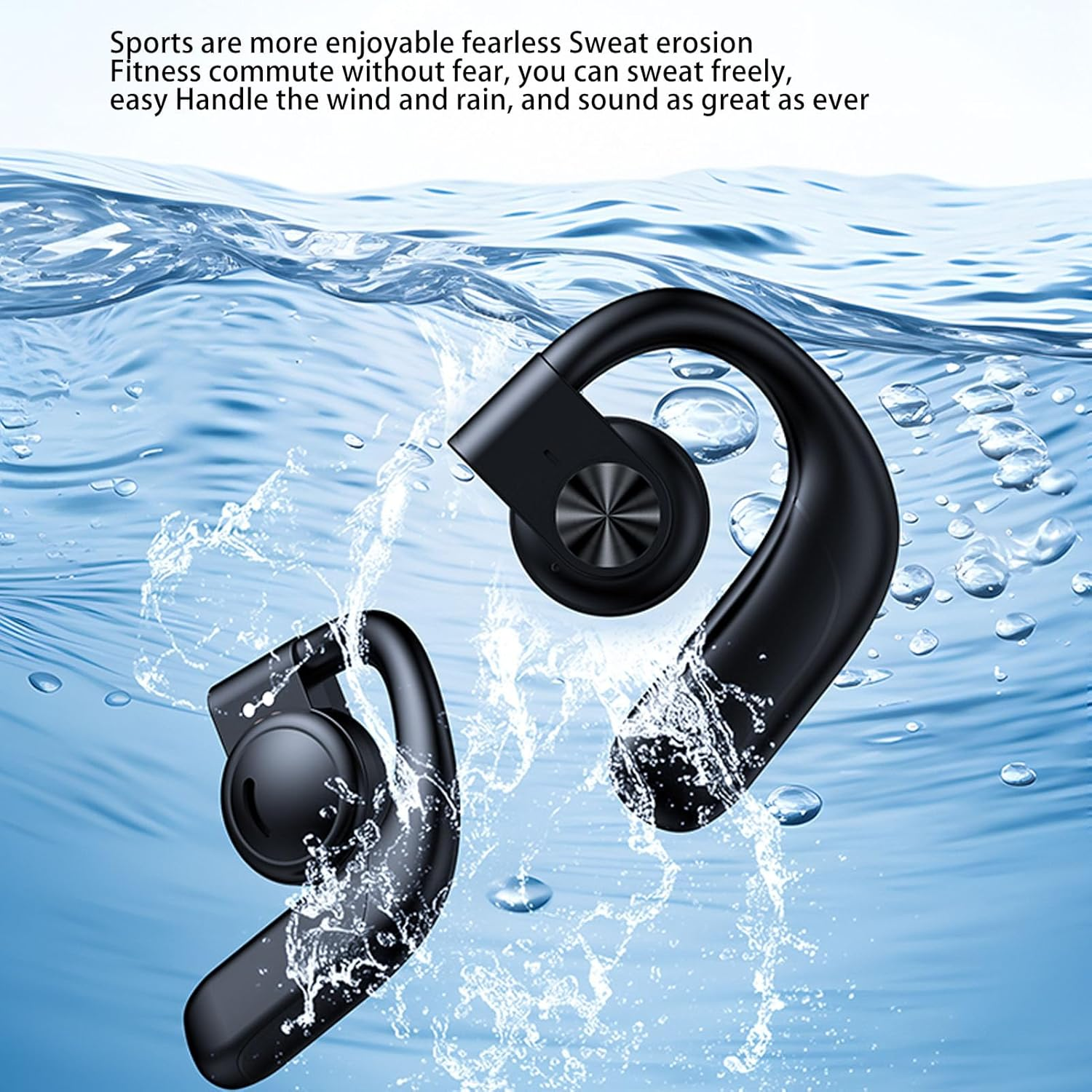 Cuifati Wireless Bone Conduction Headphones 5.3 IPX7 Waterproof Subwoofer Earbuds with Charging Case for Sports image number 4