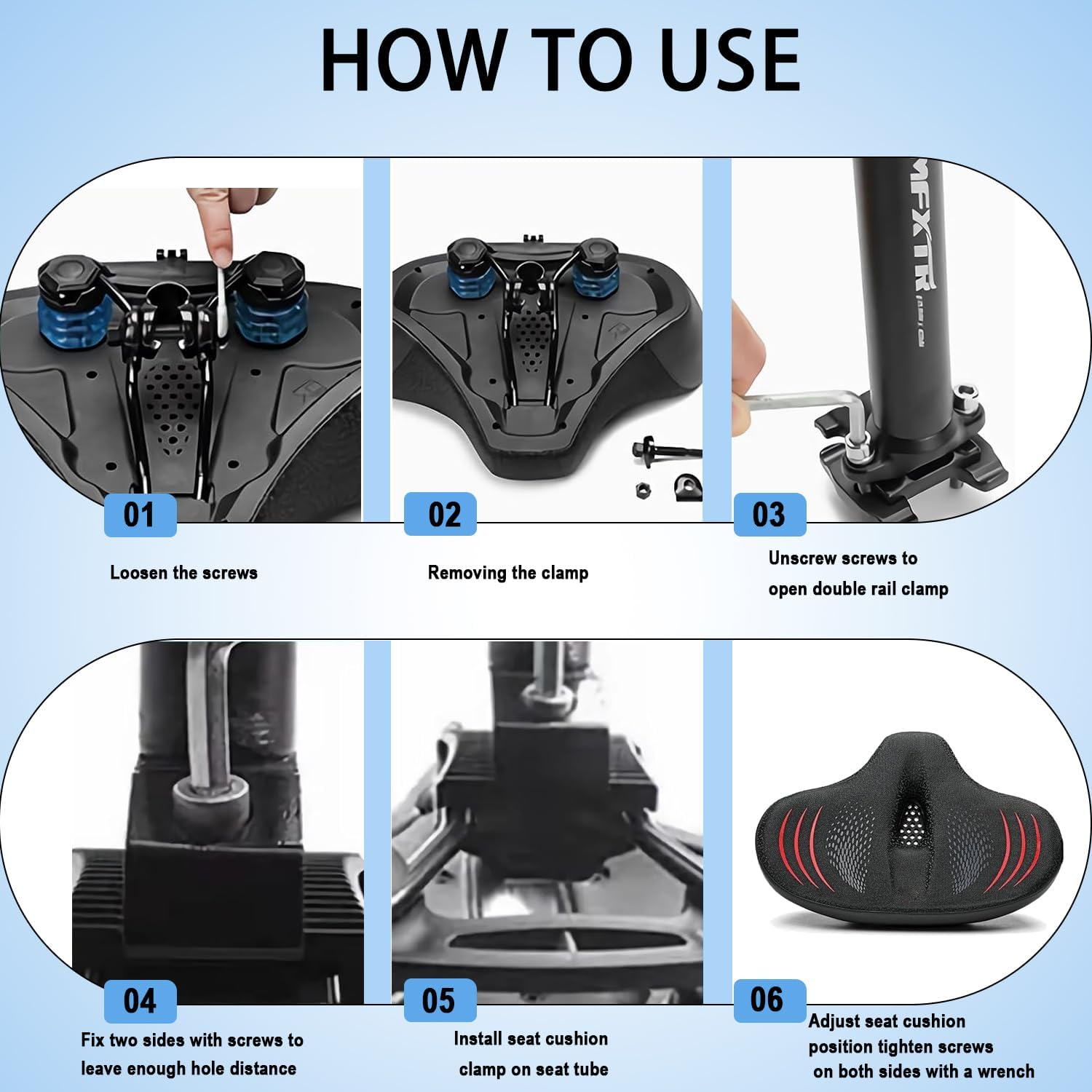 Upgrade Extra-Wide Noseless Bike Saddle with Memory Foam, Waterproof & Super Comfort, Compatible with Peloton Bikes, Exercise Bikes, Ebikes and City Bicycles