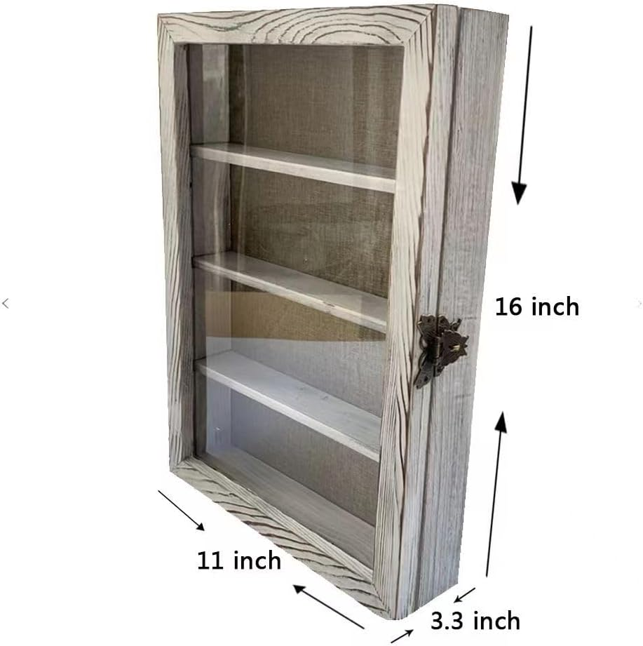 WANLIAN Shadow Box Frame with Acrylic 11X16&ldquo; Wooden Shadow Box Display Case with 3 Detachable Shelves & Linen Back, Wall-Mounted Deep Display Box Picture Frame for Photos Memorabilia (White) image number 4