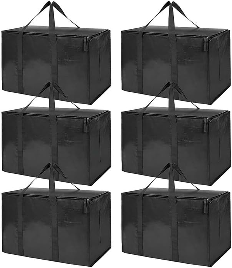 MOTRAIN 6 Pack Heavy Duty Storage Bags with Zippers and Strong Handles for Storage Travel Camping Space Saving Alternative to Moving Boxes College Essentials Moving Supplies