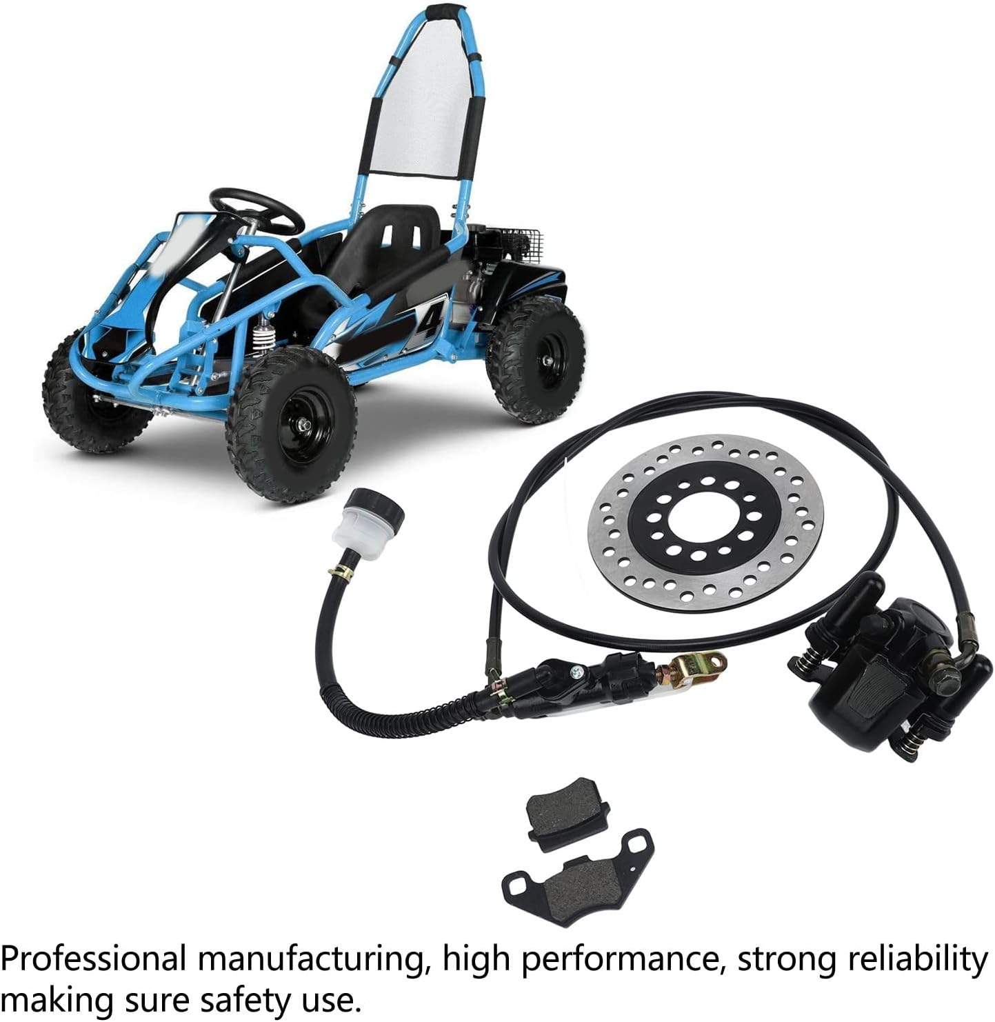 Go Kart Hydraulic Rear Disc Brake Caliper System, Go Kart Brake Kit for Dirt Bike Quad ATV Go Kart, Go Kart Brakes, Includes Brake Pads, Brakes, image number 6