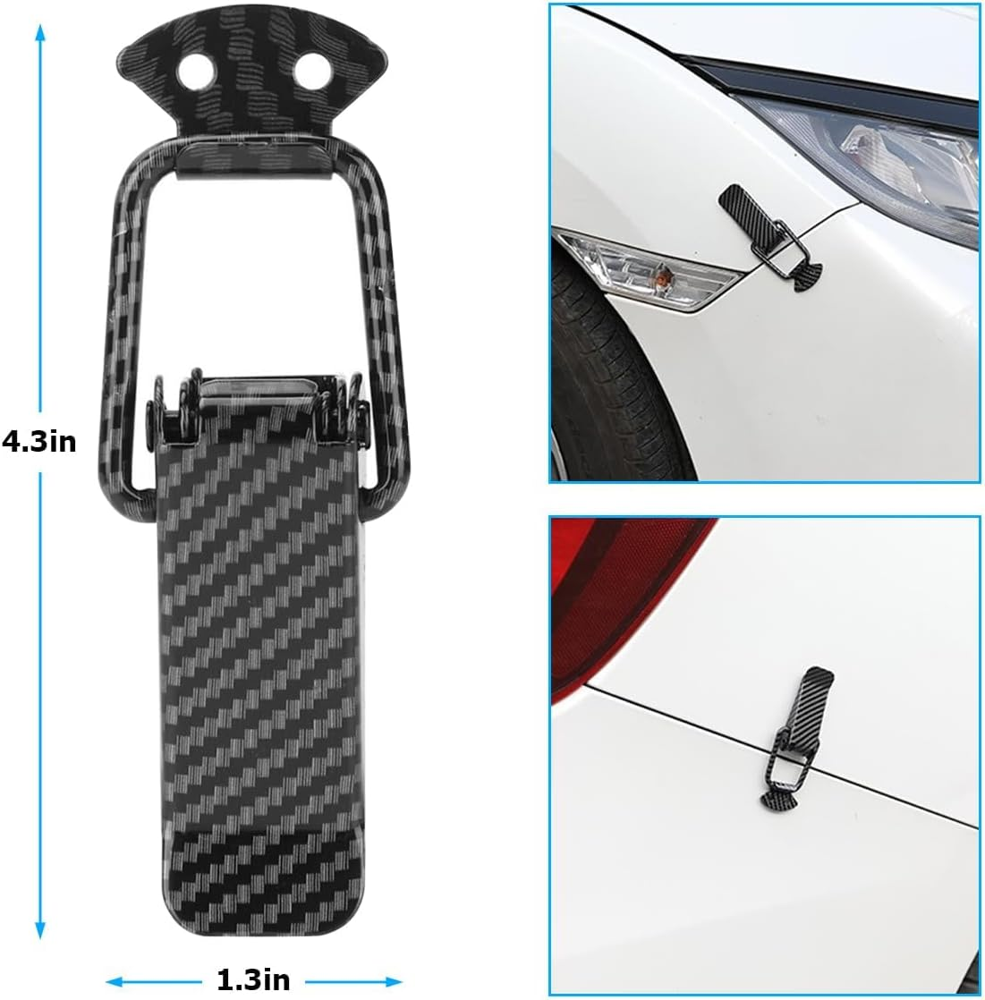Car Bumper Hook Lock Clips, 2 Pack Universal Toggle Clamp Quick Release Fasteners, Carbon Fiber Security Hook Lock Clips Accessories for Car Truck Bumper, Fender, Trunk, Hatch Lids image number 5