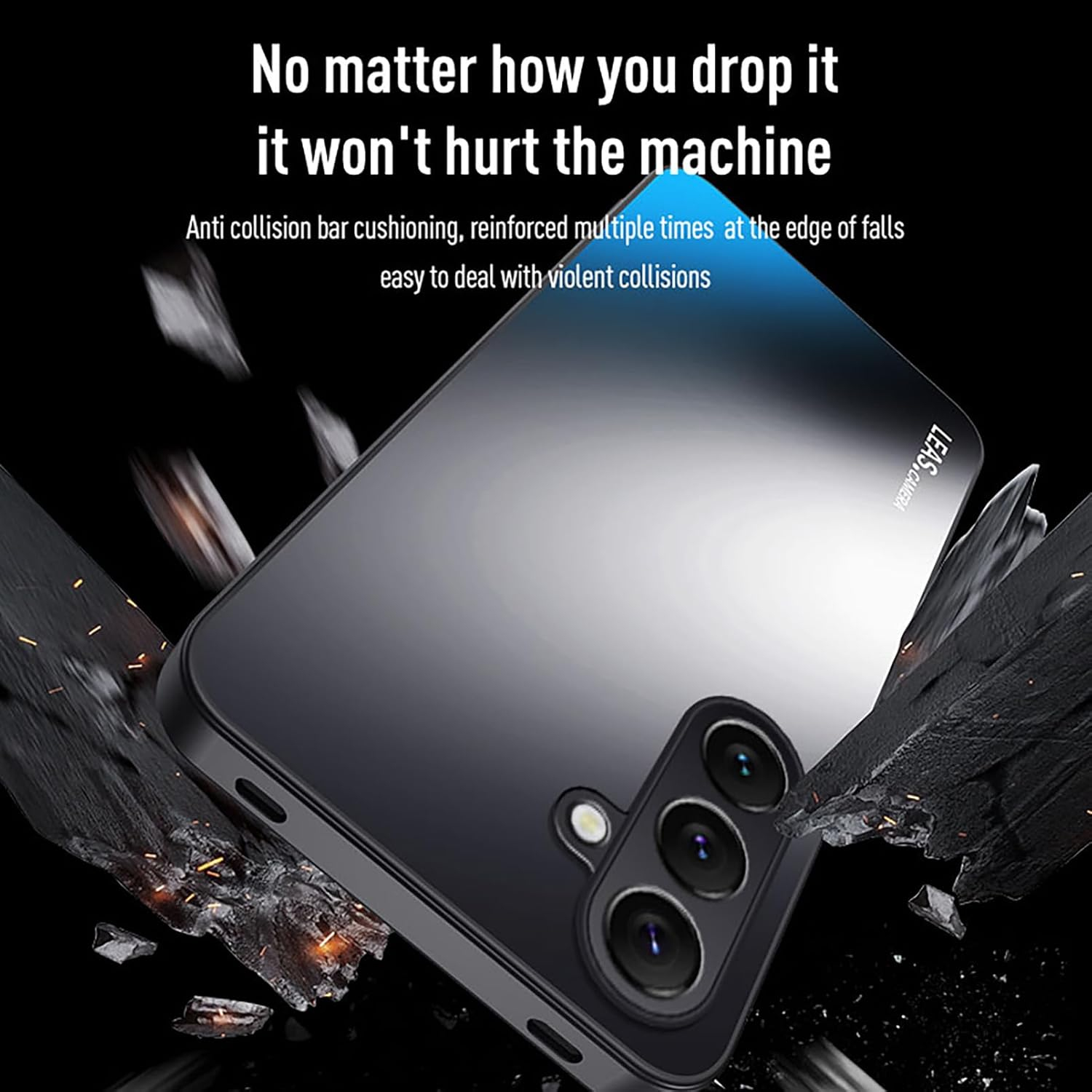 ILING Matte Case for Samsung Galaxy S25 FE 5G with Camera Protection, Shockproof Anti-Fingerprint Protective Case, Shiny Gold Matte Back Plate Mobile Phone Case, Purple - Blue image number 3