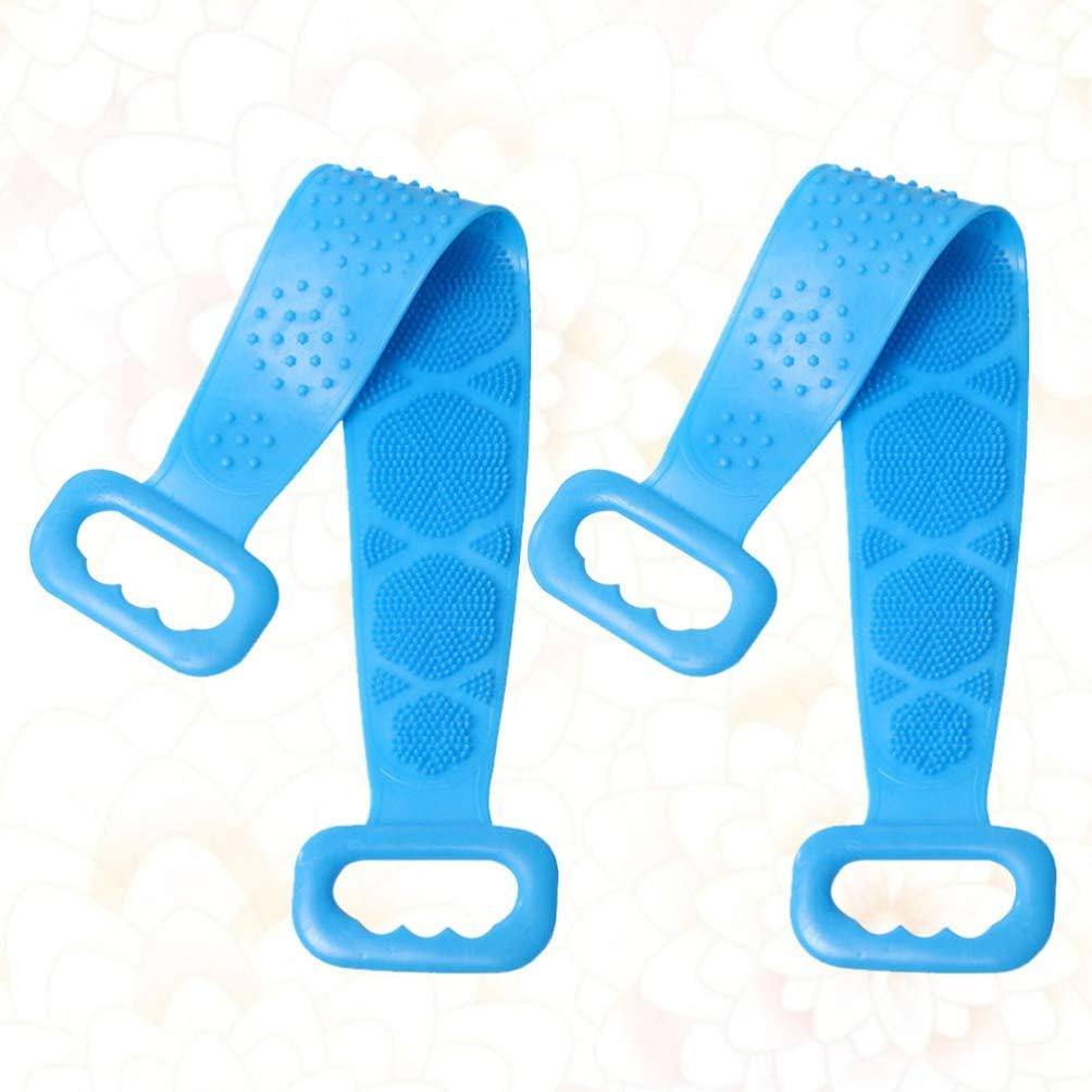 Cabilock 2Pcs Silicone Bathing Massage Brush Exfoliating Shower Towel Hand for Cleaning Bathroom Supplies image number 5