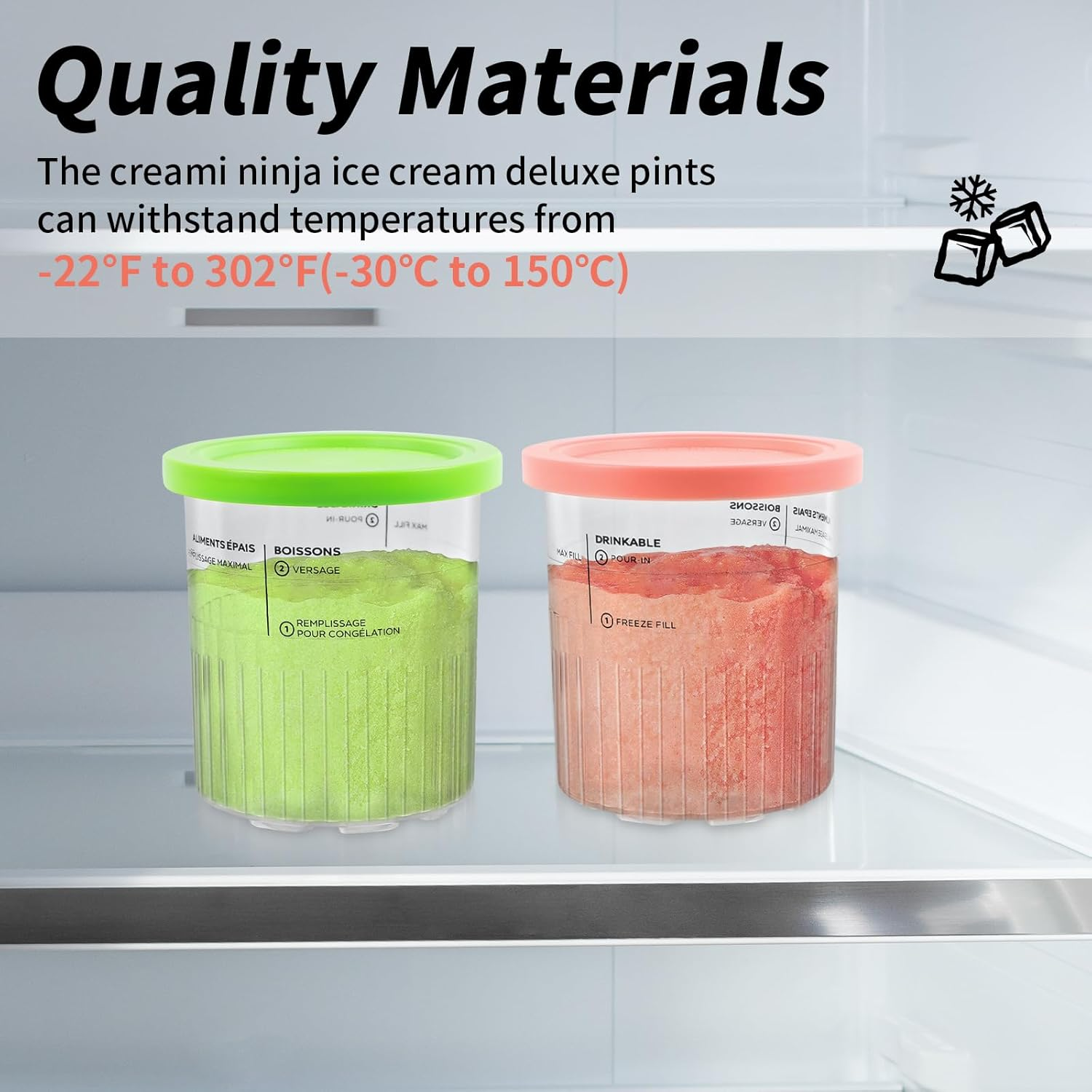 4 Pack Ninja Creami Containers, Ninja Creami Deluxe Compatible with NC299 NC300 NC301 Series Creami Maker Machine Accessories, Food Grade, Leak Proof, Assorted Colors image number 2