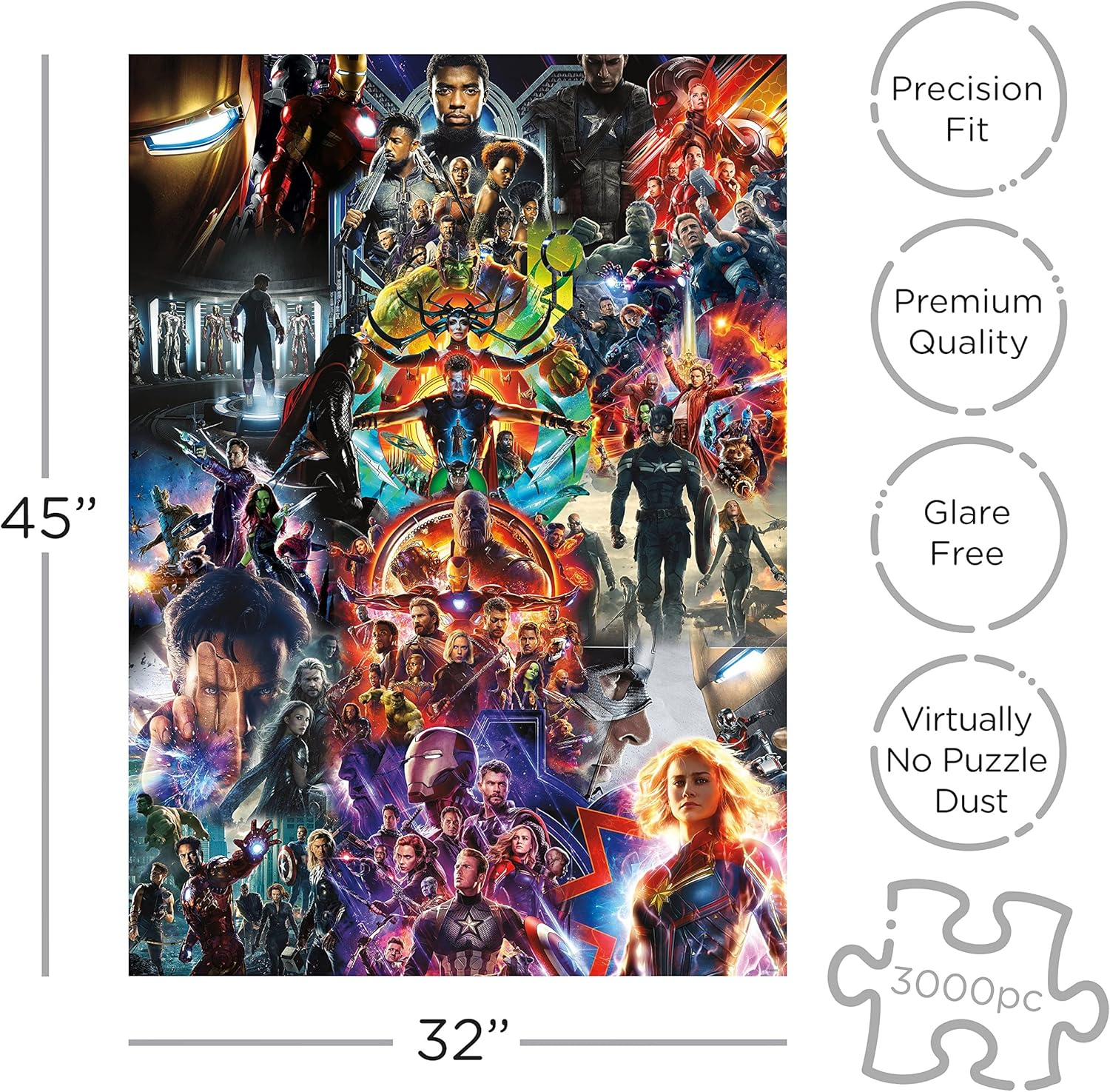 Aquarius Marvel Avengers Collage (3000 Piece Jigsaw Puzzle) - Glare Free - Precision Fit - Officially Licensed Marvel Merchandise & Collectibles - 32 X 45 Inches image number 3