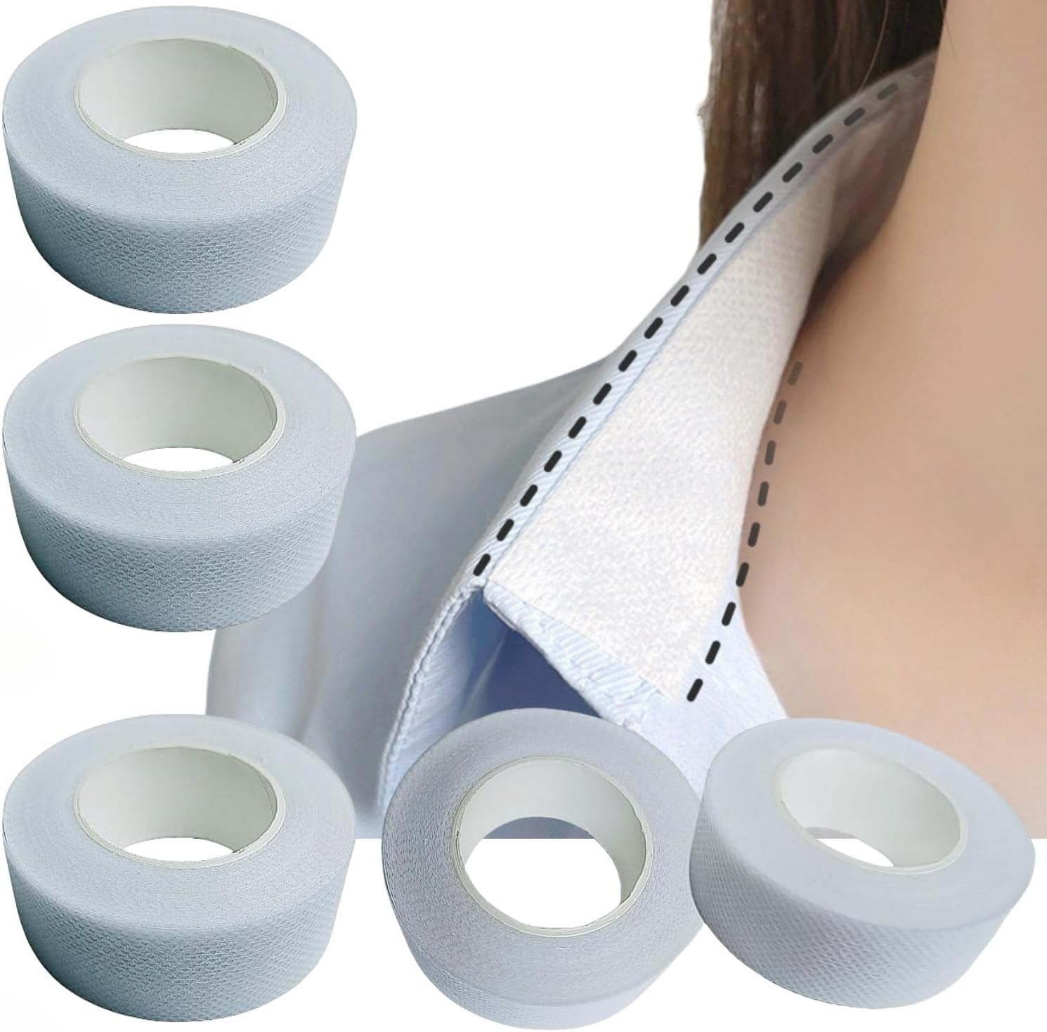 APZDFGIFCD 5 Rolls Collar Protector Sweat Pads, Self-Adhesive Shirt Collar Protector Absorbent Sweat Shields Pad for Hat Shirt Neck Liner Armpit Tape Collar Protectors for Women Men, White, 1 image number 2