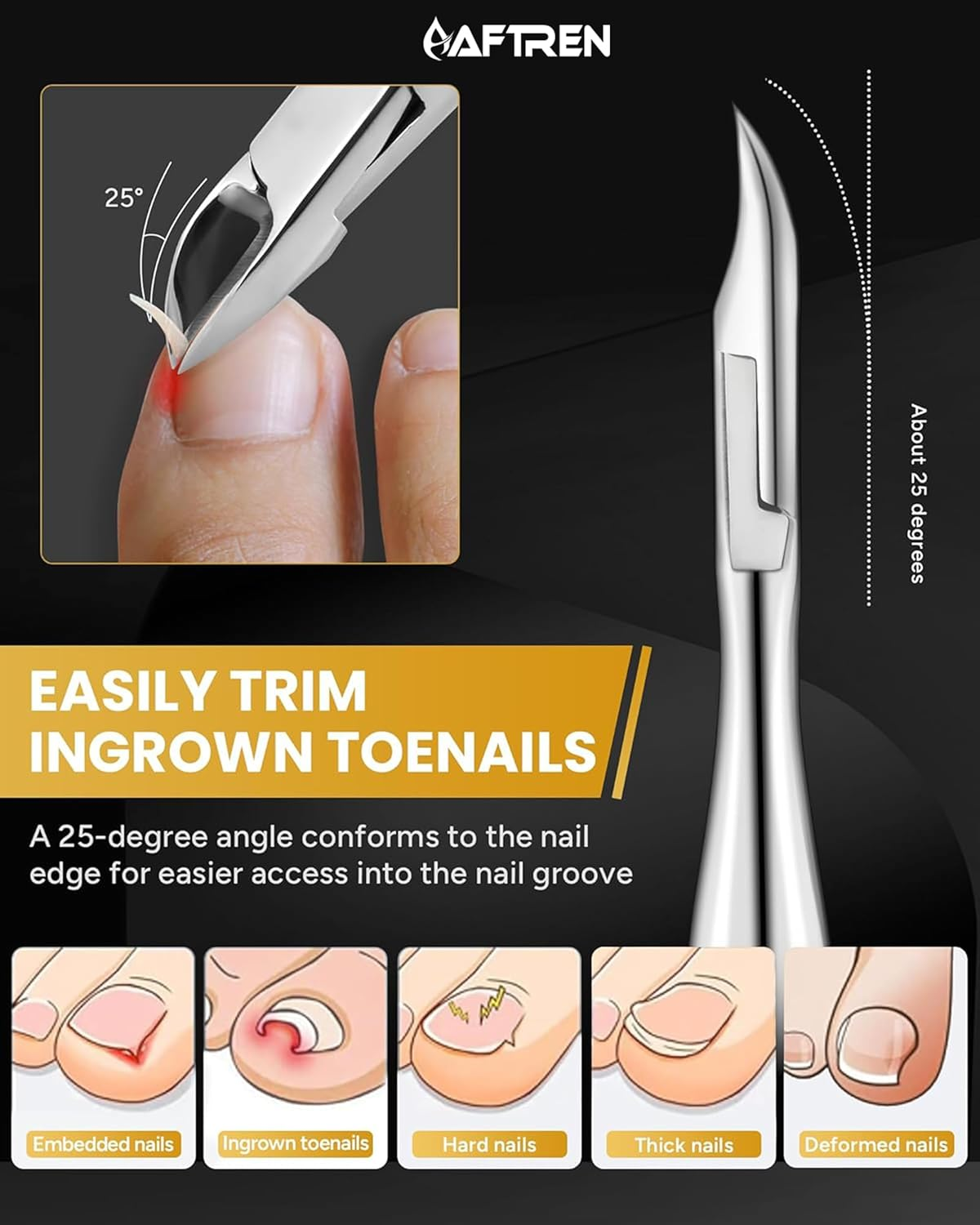 AFTREN Professional Cuticle Nipper Built-In Compression Spring Straight, Sharp and Precise Blade J2 Stainless Steel Cuticle Nipper Cuticle Scissors