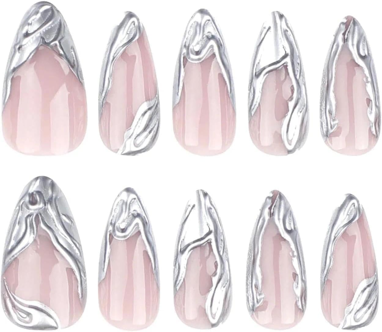 Kivano Almond Press on Nails with French Tip Design, Reusable False Nails Kit for Manicure at Home - 24 Pcs in 12 Sizes, Easy to Apply, Salon Style - Kivano image number 1