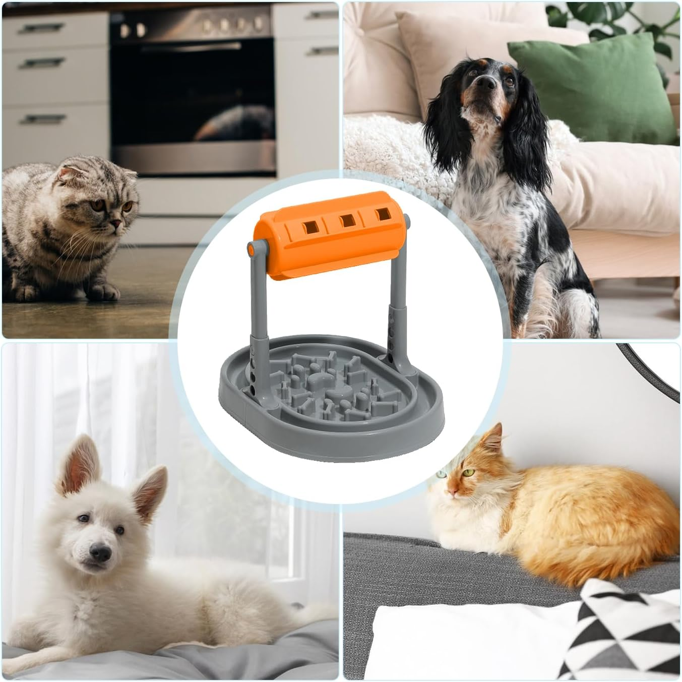 Pet Rolling Slow Feeder | Interactive Puzzle Toy,Adjustable Dog and Cat Food Bowl Slow Food Toys for Pets, Kitten, Dog, Cats