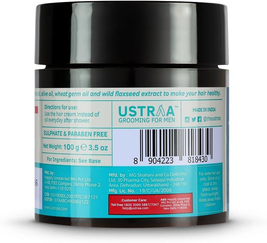 Ustraa Hair Cream for Men for Daily Use with Light Hold Style & Nourishment Wheat Germ Oil Wild Flax Seed Extracts Moisturizes Hair Nonsticky, Sulphate & Paraben Freemulti image number 6