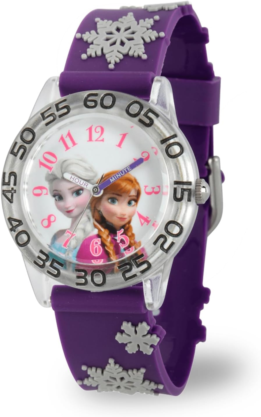 Disney Frozen Kids' Plastic Time Teacher Analog Quartz 3D Strap Watch, Purple, Plastic Kids