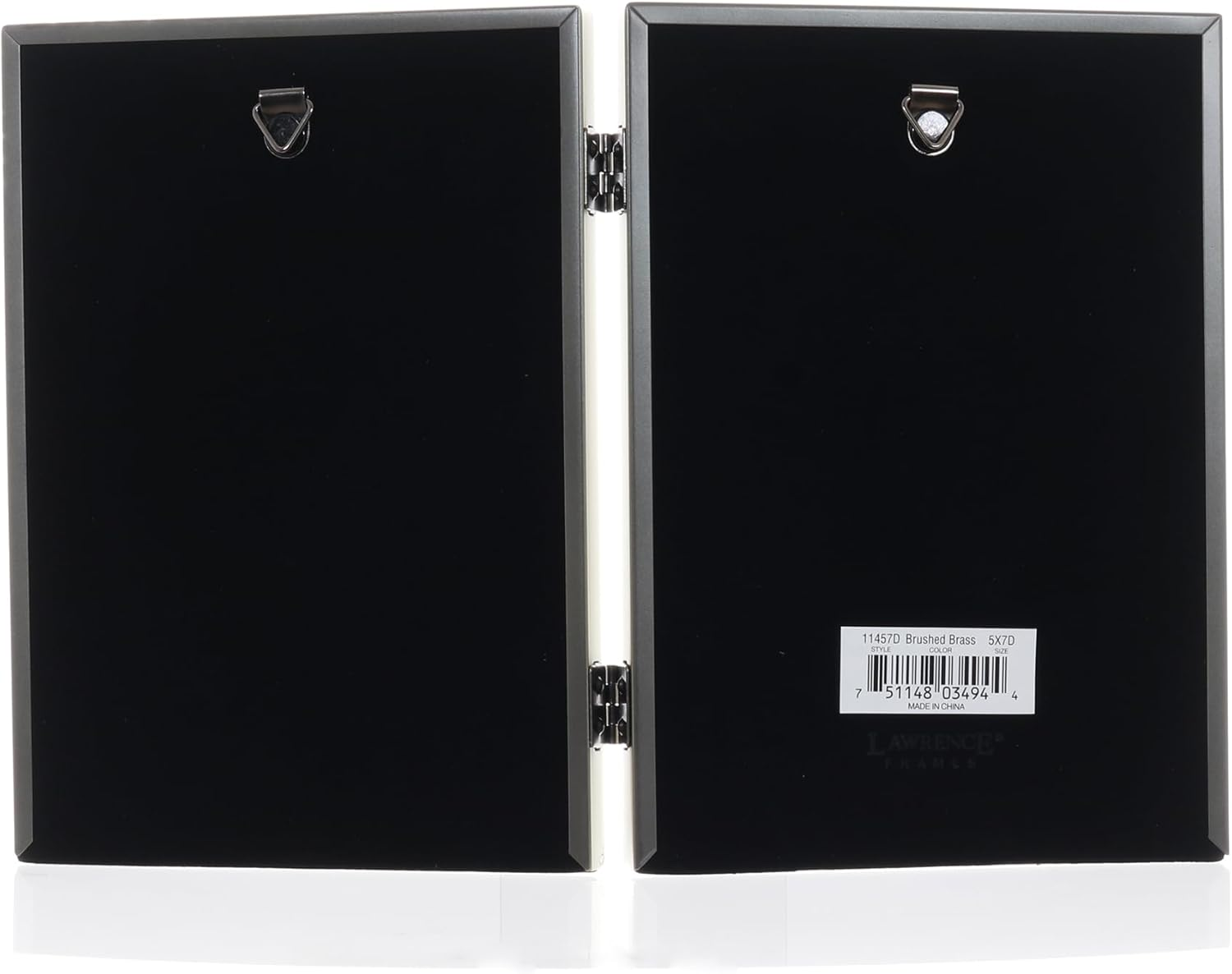 Lawrence Frames Antique Brass 5X7 Hinged Double Picture Frame - Bead Border Design