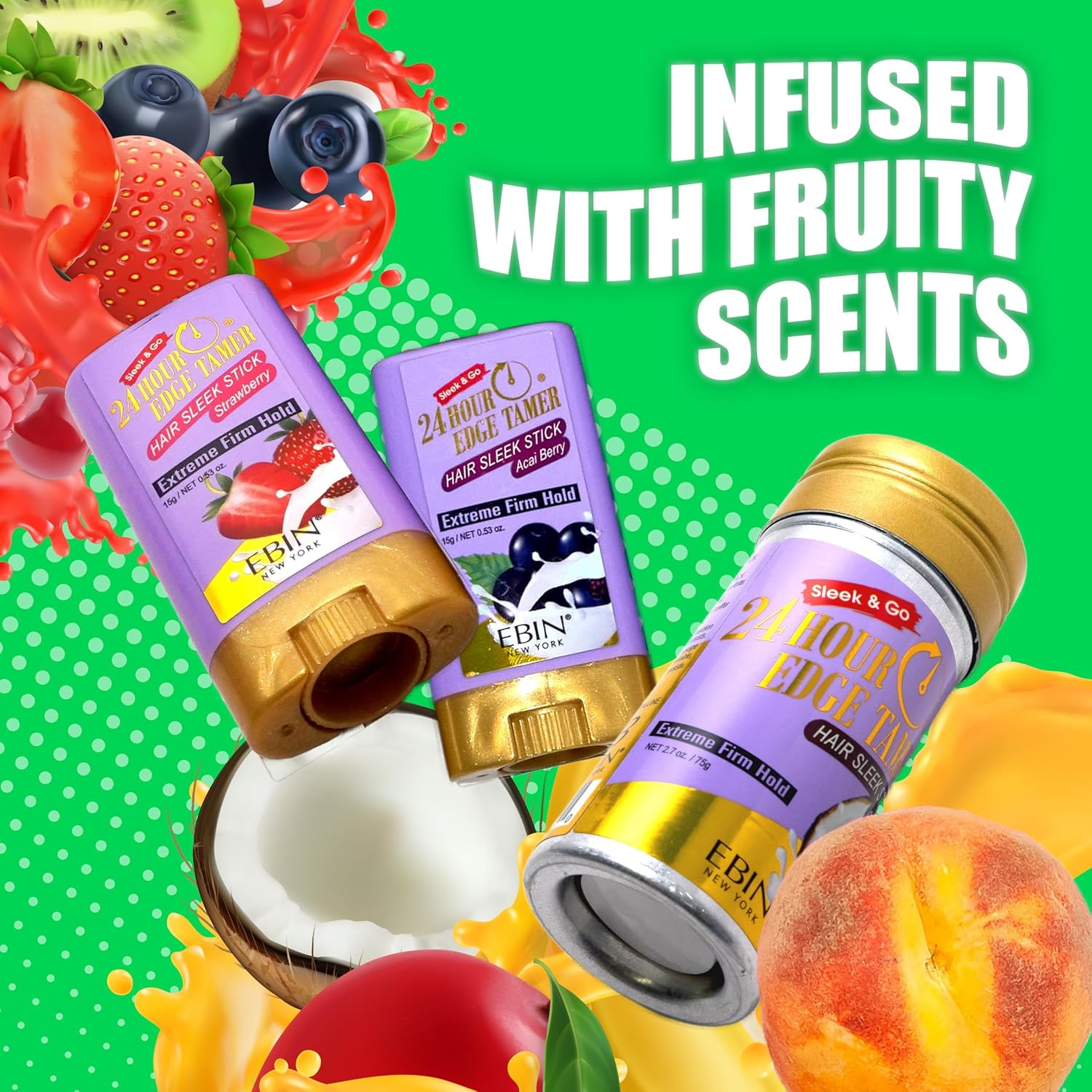 EBIN NEW YORK 24 Hour Edge Tamer Hair Sleek Stick, Extreme Firm Hold, 2.7 Oz, Original &ndash; Sleek & Go, No Flaking and White Residue image number 2