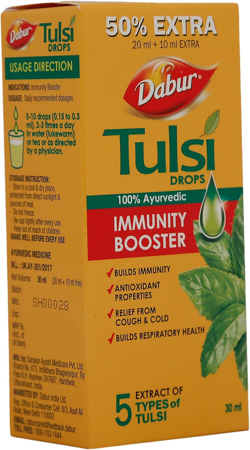 Dabur Ayurvedic Tulsi Drops - 30Ml (Immunity Booster) image number 2
