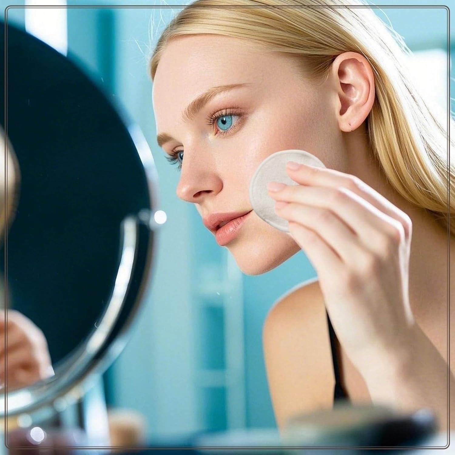 Reusable Makeup Remover Pads - 7 Pcs Soft Cotton Rounds for Face with Friendly Bamboo Fiber, Washable Makeup Remover Cloth for All Skin Types - Ideal for Facial Cleansing (7 Colour) image number 6