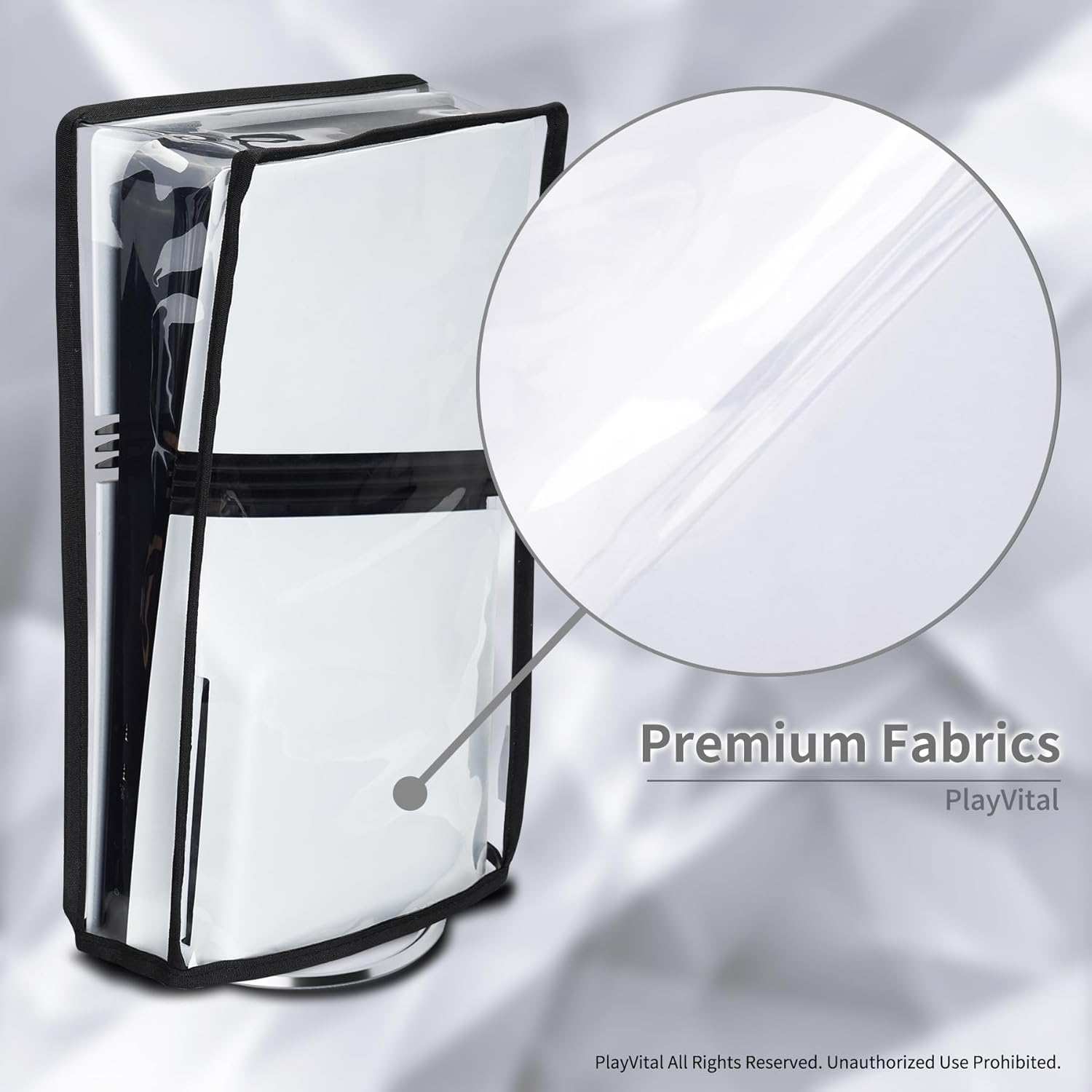 Playvital Vertical Dust Cover for Ps5 Pro Console Disc & Digital Edition, Dust Proof Protector Sleeve for Ps5 Pro Accessories, Waterproof, Transparent image number 4