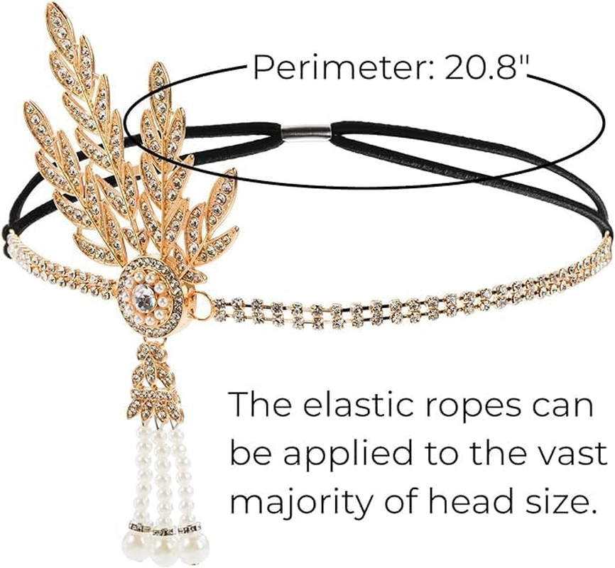6 Pcs 1920S Flapper Accessories for Women, Roaring 20S Great Gatsby Accessories for Party, Flapper Costume Set Includes Headband, Necklace, Gloves, Earrings, Bracelet, Holder image number 2