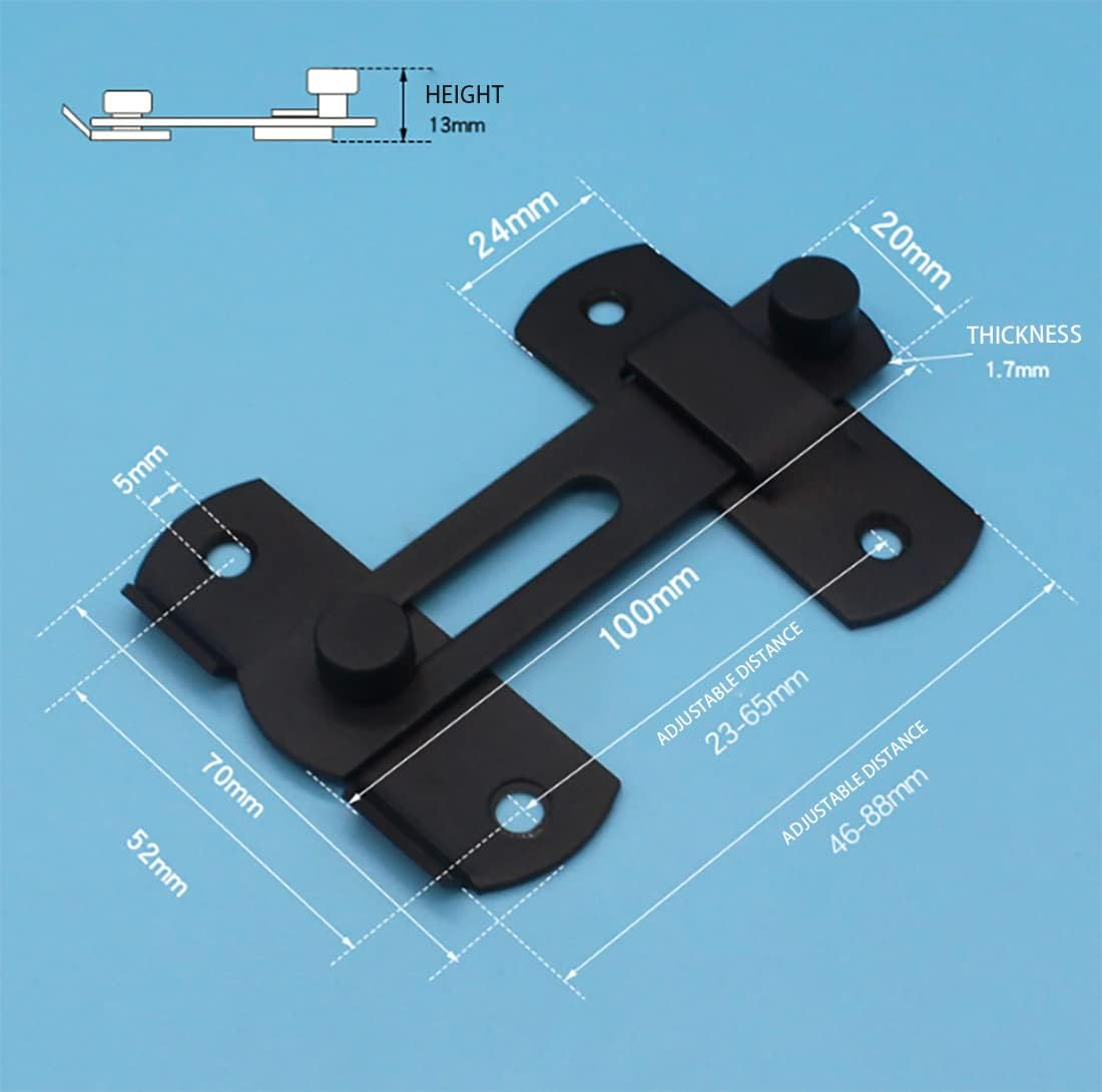 Flip Door Sliding Latch, 180 Degree Stainless Steel Latch, Safety Door Lock, Right Angle Curved Door, Buckle, Brushed Finish Extra Large Size (180&deg;-100Mm)