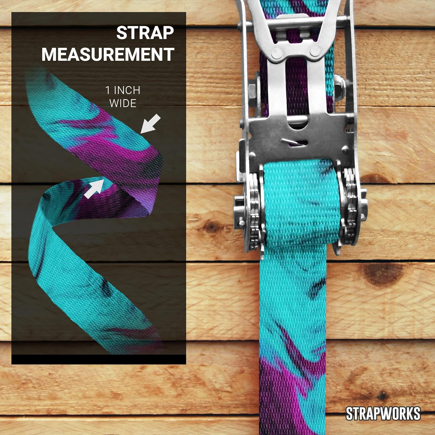 Strapworks Print Poly Webbing - Utility Strap for Outdoor Activities, Crafts, Dog Leashes - 1 Inch X 10 Yards, 5 Colorful Prints image number 1