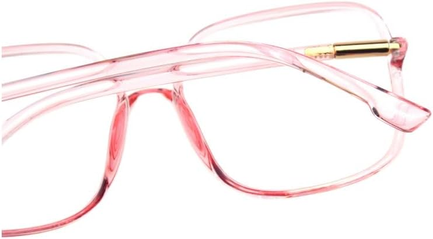 Shiratori Woman'S New Retro Blue Light Blocking Glasses Big Frame Nerd Eyeglasses Frame anti Blue Ray Computer Game Glasses Pink - Brown image number 5