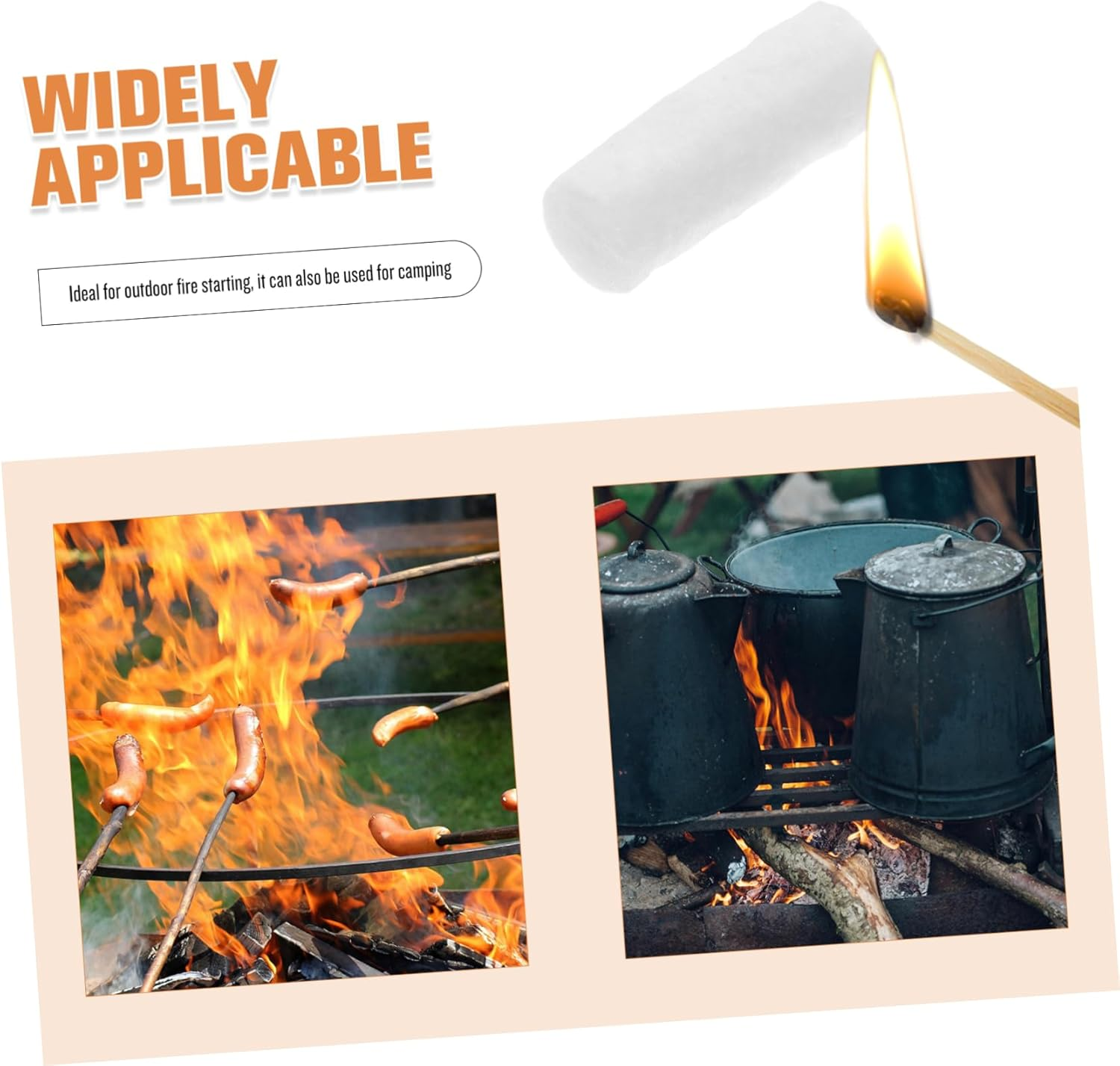 Kisangel 10Pcs Cotton Wicks Firelighters for Camping BBQ Easy Ignite Cotton Rods Survival Fire Starters Outdoor Fire Pit Fireplace Kit image number 3