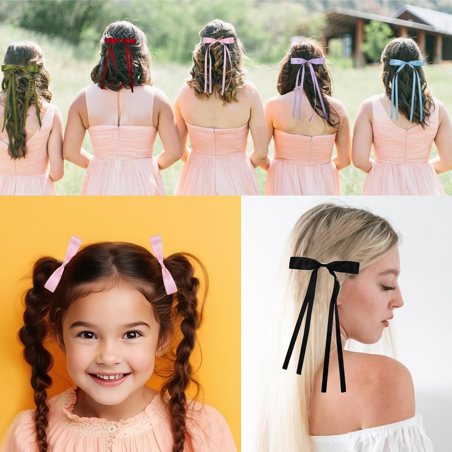 8 PCS Tassel Hair Bows for Women, Fashion Hair Bows Clip, Hair Ribbon Barrettes with Long Tail, Cute Hair Accessories for Women Girls Gifts image number 4