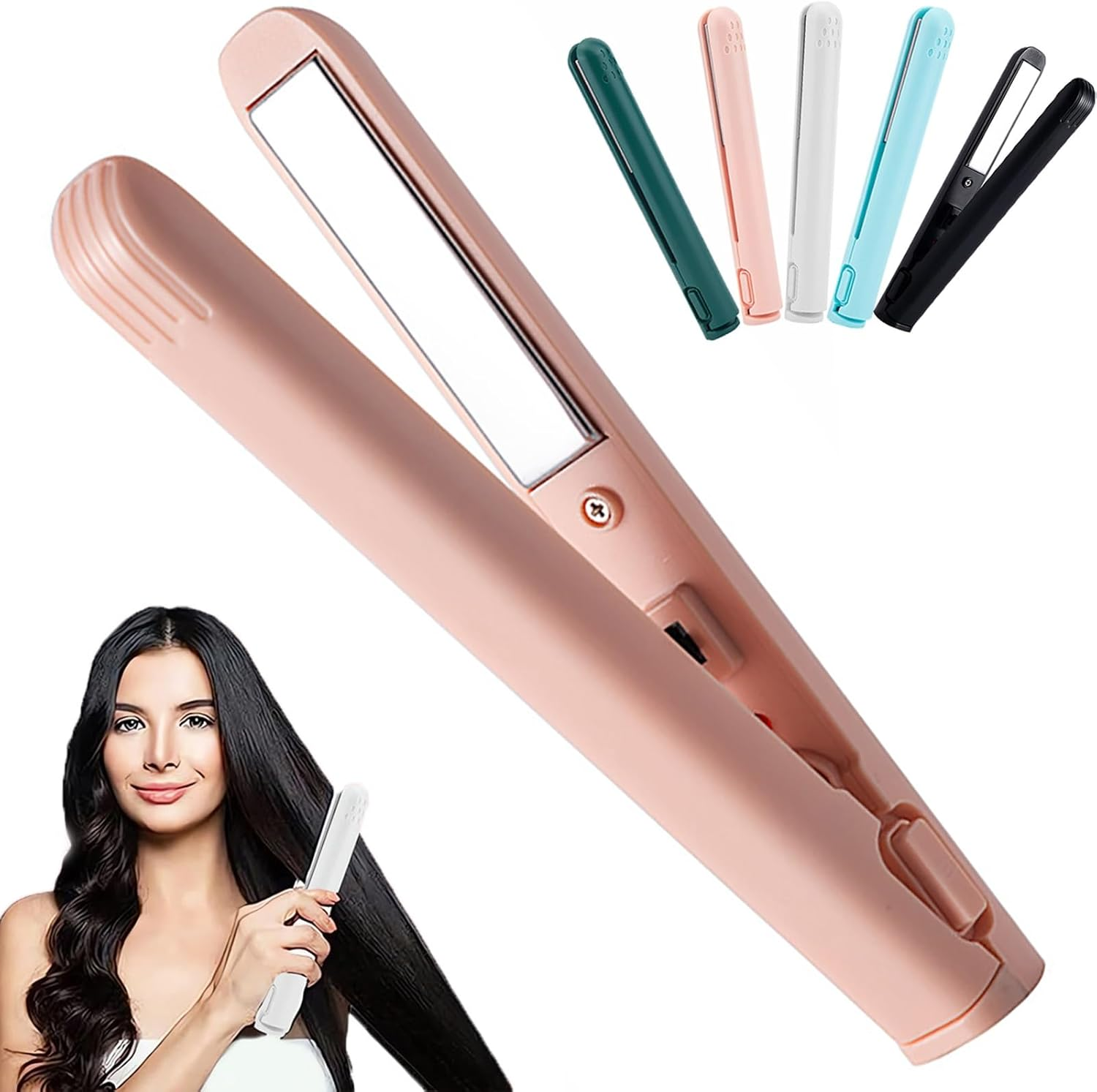 Flat Iron Hair Straightener, Small Dual-Purpose Straightening and Curling Splint, Special Straightening Splint for Bangs, Suitable for Various Hair Styles (Color : Pink) image number 3