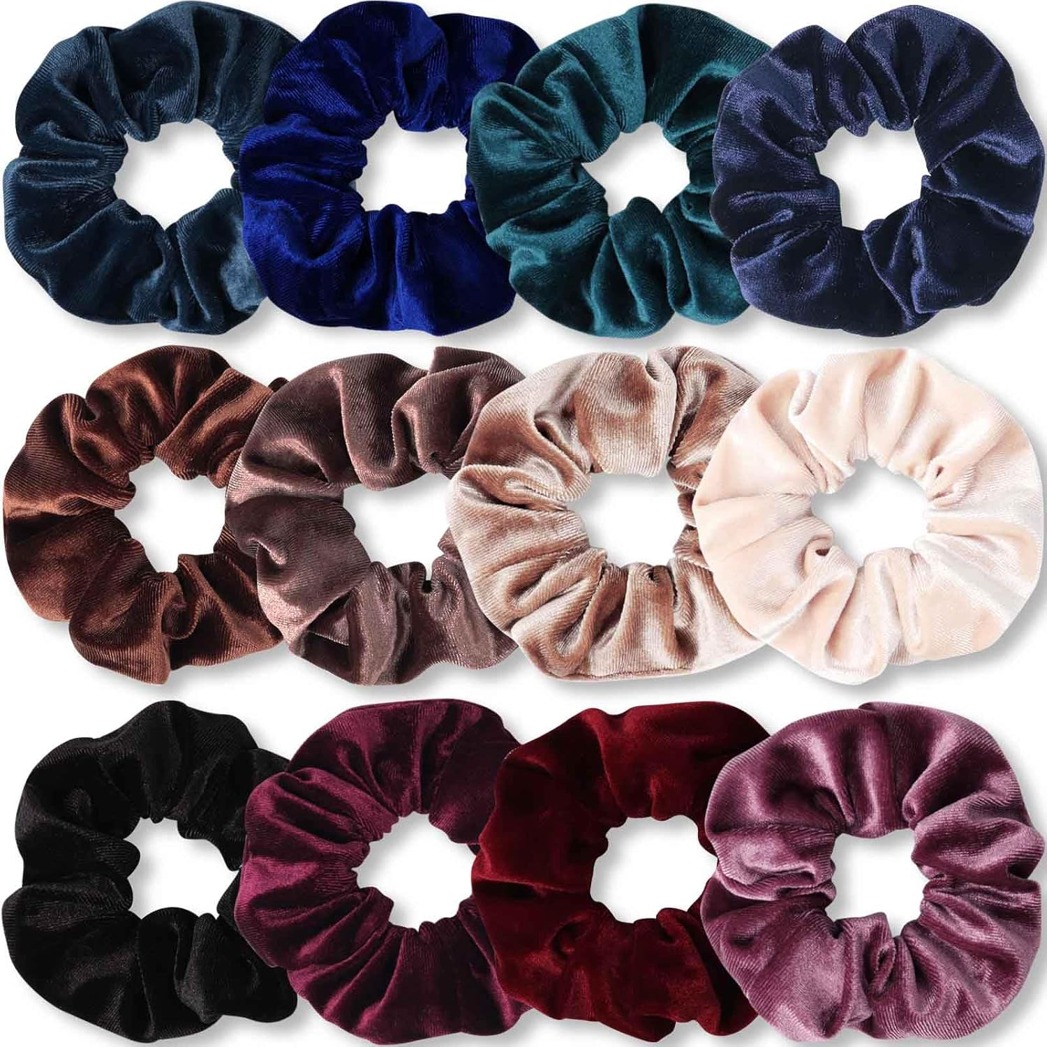 Kavya Scrunchies Velvet Soft Hair Bobbles Girls Elastic Hair Scrunchie Pack of 12 Hair Bands Hair Accessories Women and Girls (Tie-Dye)