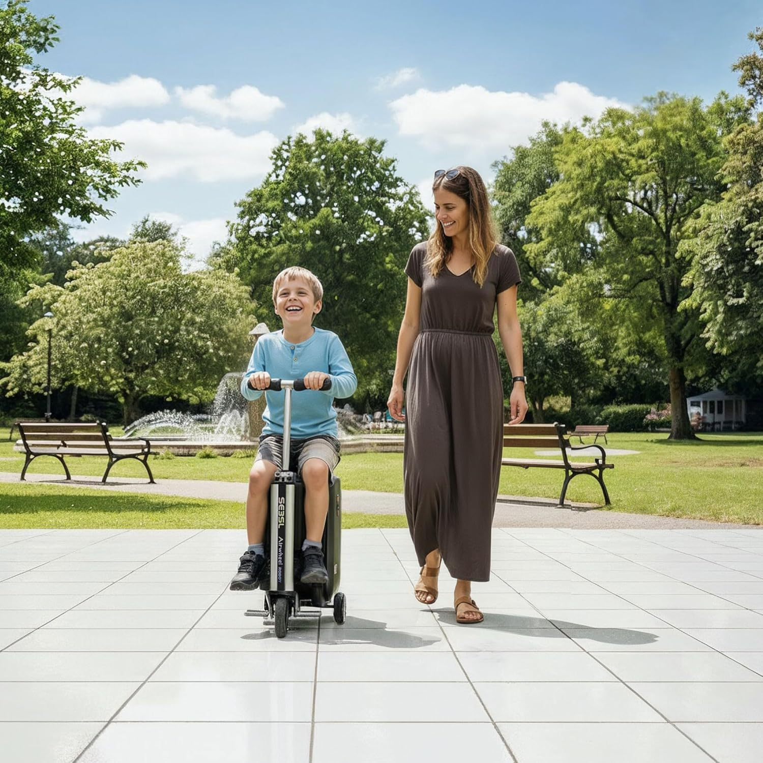 Airwheel SE3SL Electric Scooter Suitcase - Black | 20L Innovative Travel Luggage, Motorized Electric Luggage Scooter for Effortless Travel with Removable Battery (Official Dealer in Australia) - Silver image number 4