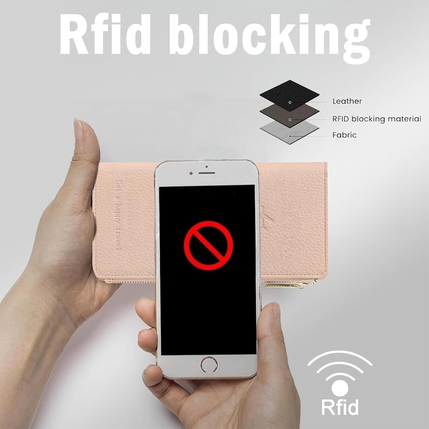 Rylaxzon Waterproof Leather Passport Holder & Passport Wallet, Passport Cover, RFID Passport Holder for Women & Men with Zipper Pocket, Card Slots and Phone Compartment (Pink) image number 2