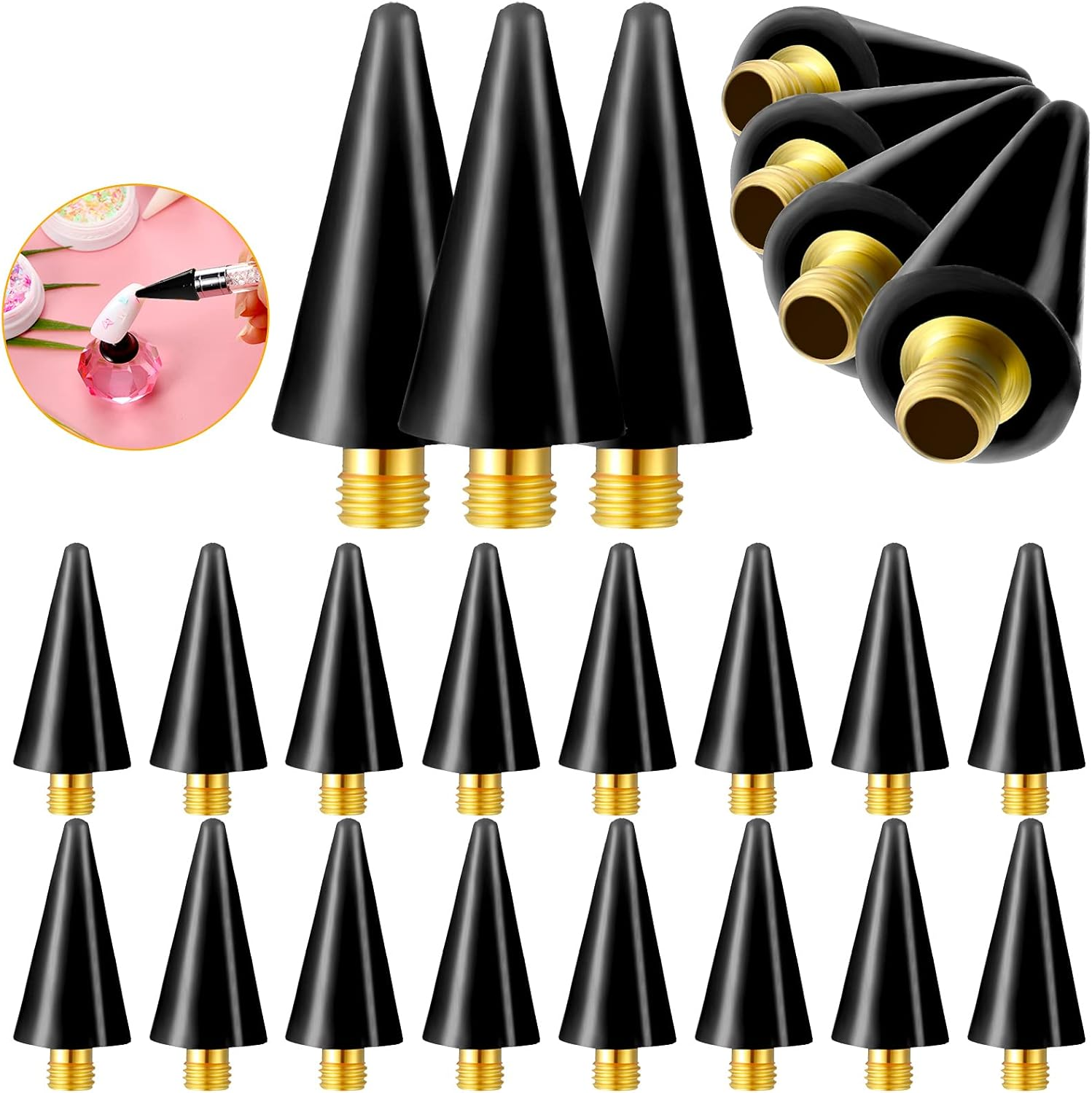 Blulu 16 Pcs Wax Head Tips Rhinestone Picker Tool Rhinestones Replacement Diamond Painting Tips for Nail Dotting Pen to Pick up Nail Gem Jewelry, Wax Head Accessories(Black)