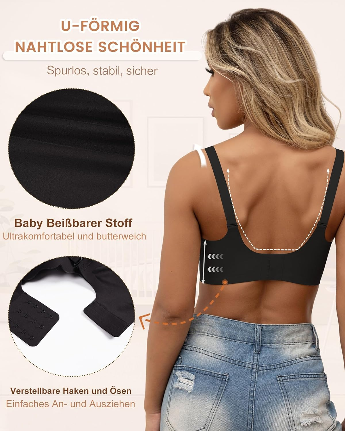 As Fairy Nursing Bras for Breastfeeding, Wireless Seamless Maternity Bra Ultra Comfort Pregnancy Sleep Bralette for Women, Black Double Front Shaft, S image number 4