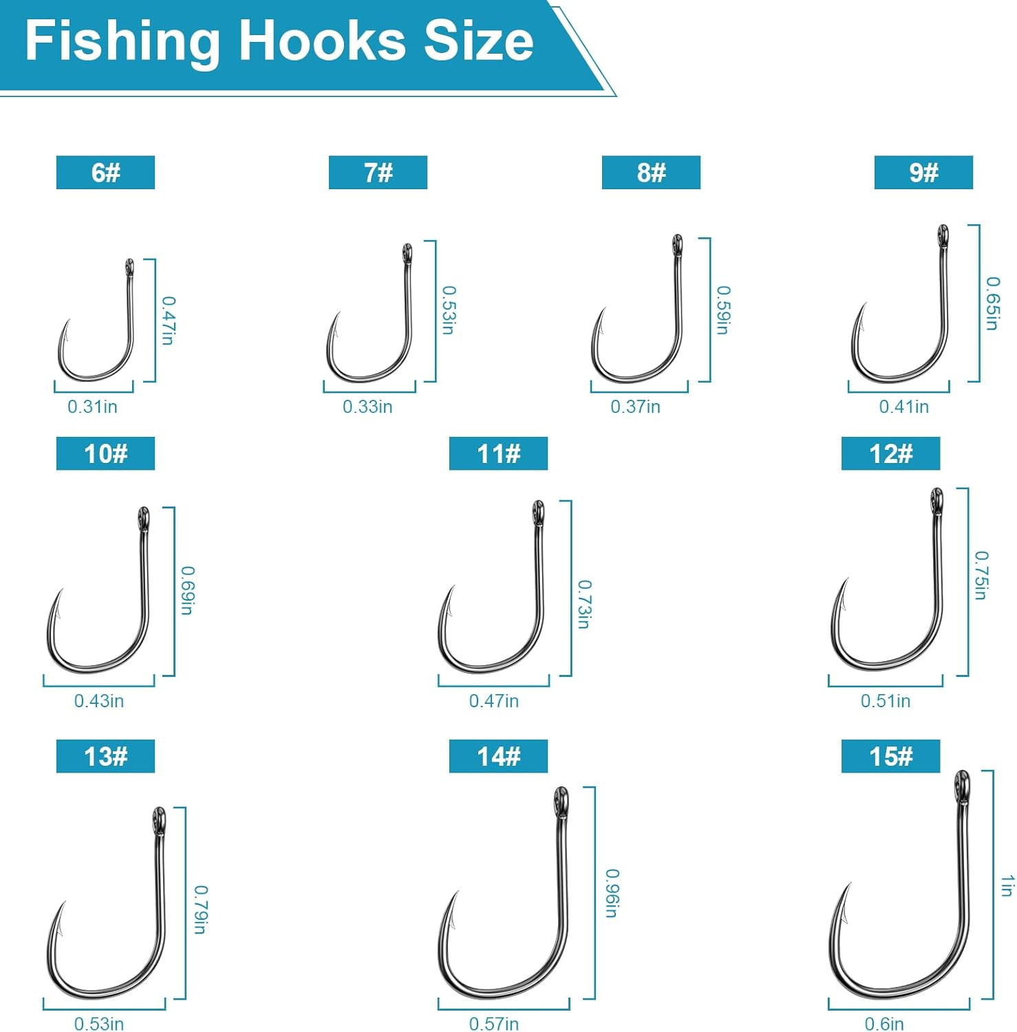 500PCS Premium Fishhooks, 10 Sizes Reemoo Carbon Steel Fishing Hooks W/ Portable Plastic Box, Strong Sharp Fish Hook with Barbs for Freshwater/Seawater