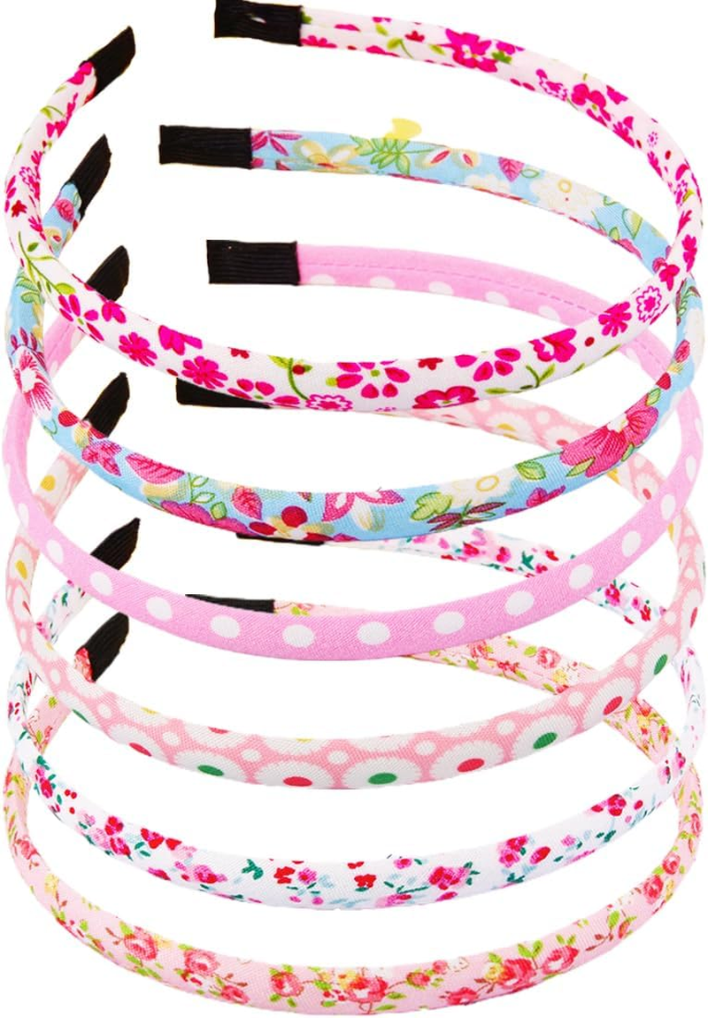 LAKJUOZ Toddler Girls Flower Headband, Pack of 6, Flower Crown Headband, Flower Wreath, Flower Hair Accessories, Wedding, Turban Newborn Headband, Polyester Headbands, Hair Accessories, Baby for Party image number 4