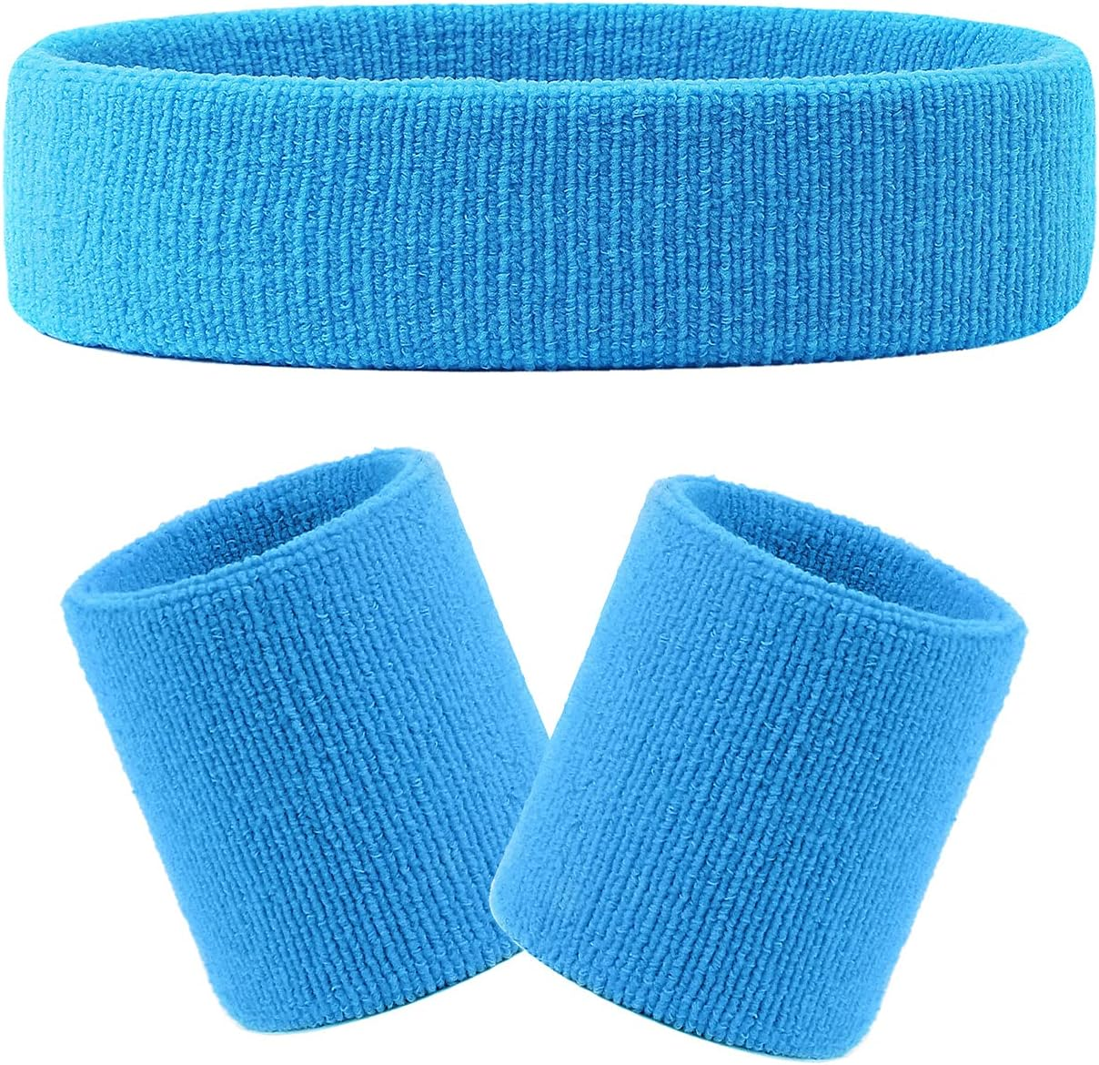 Hoter Thick Solid Color Sweatband Set(1 Headband + 2 Wristbands)
