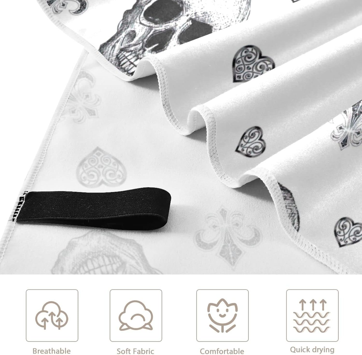 ODAWA Skulls Black Beach Towels Quick-Dry Super Absorbent Beach Blanket Pool Travel Swimming Bath Shower Towel image number 7