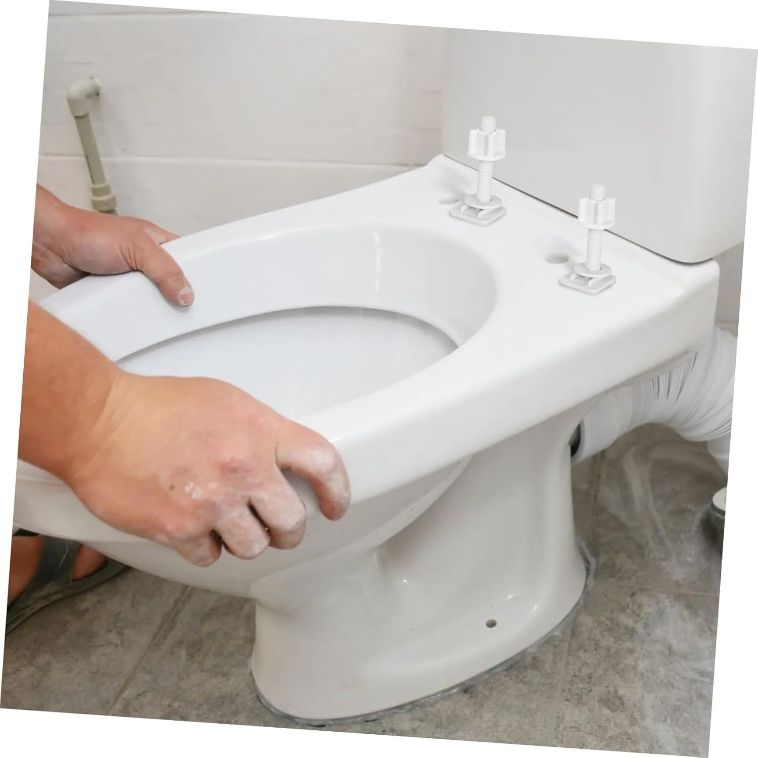 Ibasenice Toilet Seat Parts Including Screw and Nut for Top Mount Toilet Seat Hinges, White Plastic image number 3