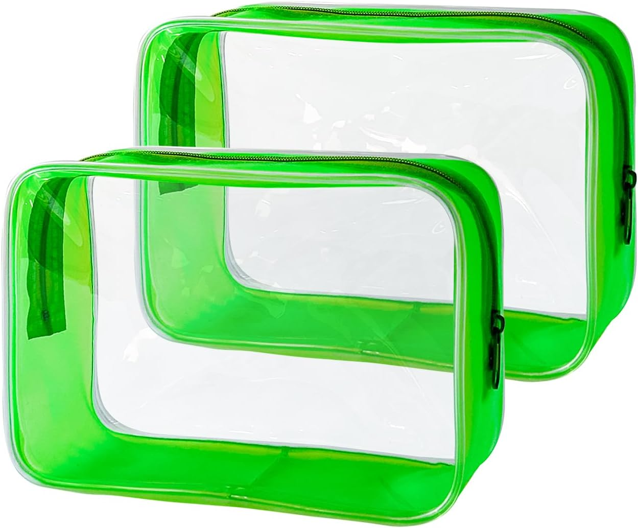 Toteprint Waterproof Cosmetic Bag with Zip Transparent with Coloured Frame Travel (18 X 12 X 6 Cm) - for Men and Women, Green, Modern