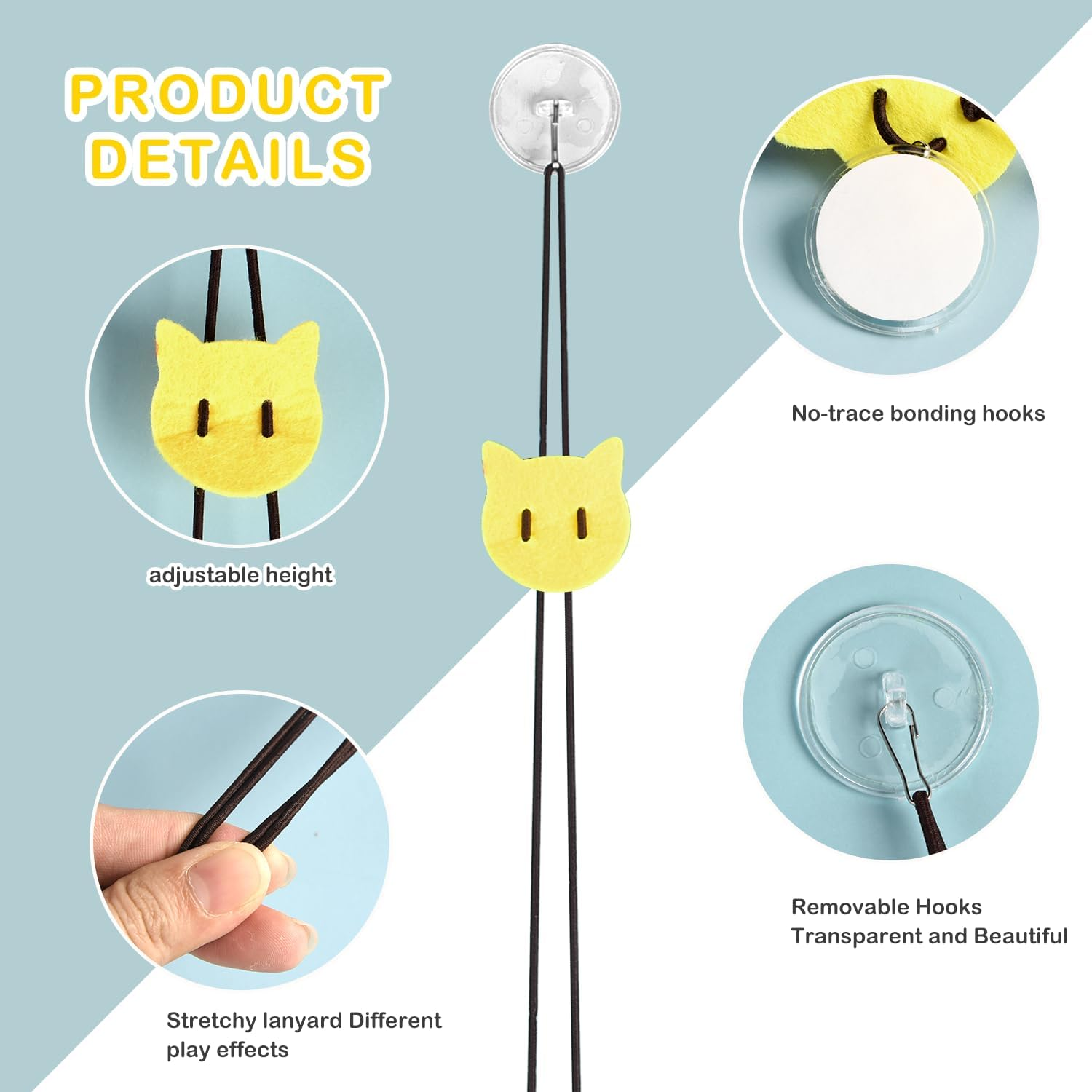 QINLECTRI Pack of 4 Cat Toys Self-Employment Hanging Door Frame Elastic Mouse Interactive Cat Toy Mouse with Feather Tail Interactive Dancer Cat Toy Mice image number 6