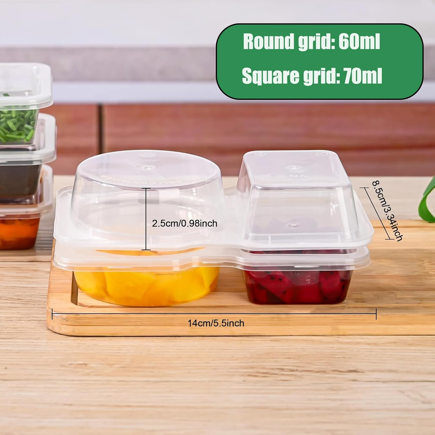 40Pcs Reusable Snack Packs,Condiment Container with Lids，Snack Pack Container,Double Compartment Transparent Salad Dressing Container,Sauce Container for To-Go Sauce, Sampling, Travel Snack image number 3