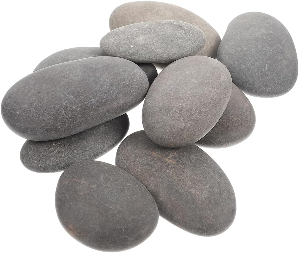 TEHAUX 20Pcs Smooth Painting Stones - Natural Grey Pebbles for DIY Crafts, Kids Art Projects, Home Decor, 3-5Cm, Polished Surface