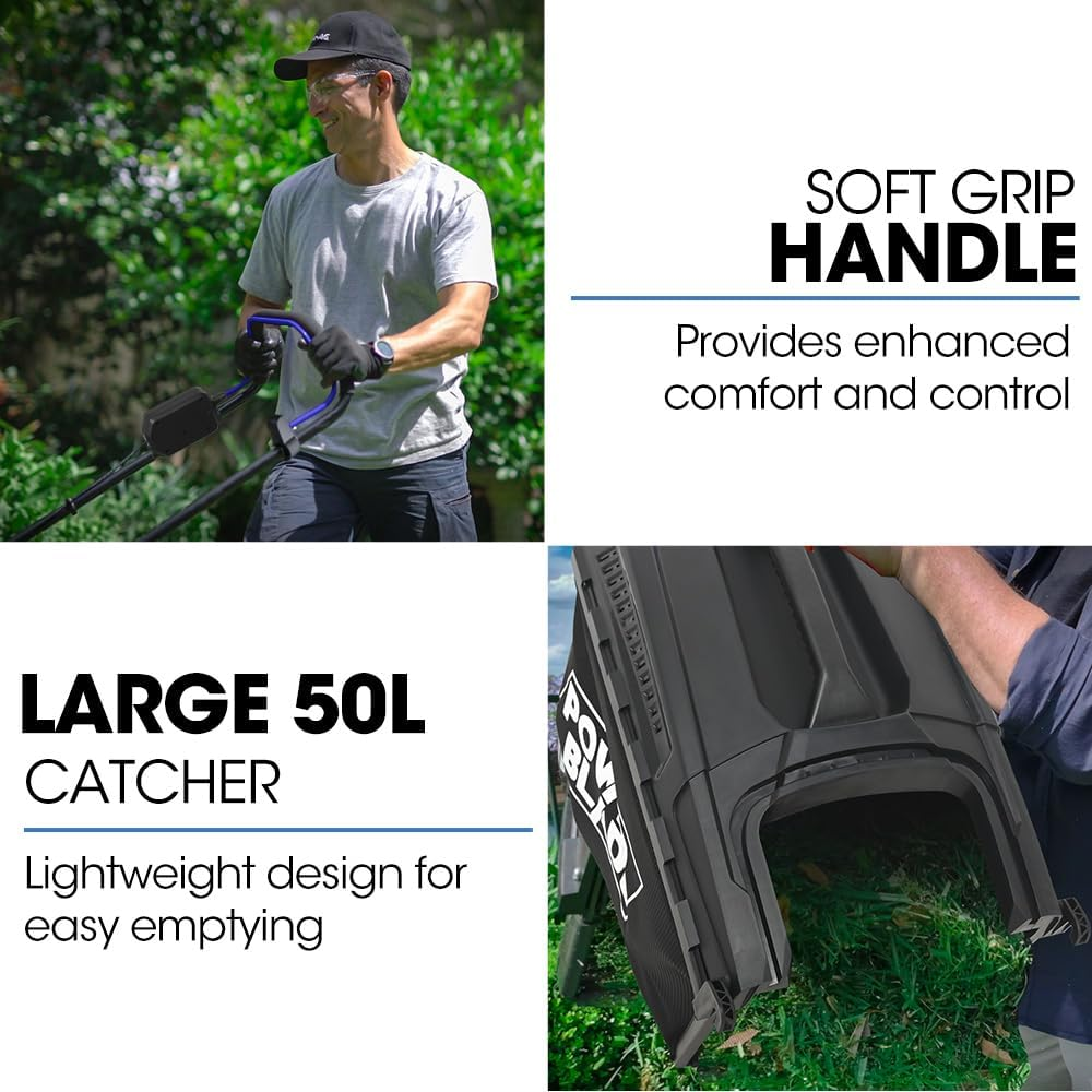 Powerblade 480CX 40V 17" Cordless Lawn Mower Kit, Fast Charger, 2 X 4Ah Batteries, 6 Stage Height, Brushless Electric, 430Mm Cutting Path image number 1