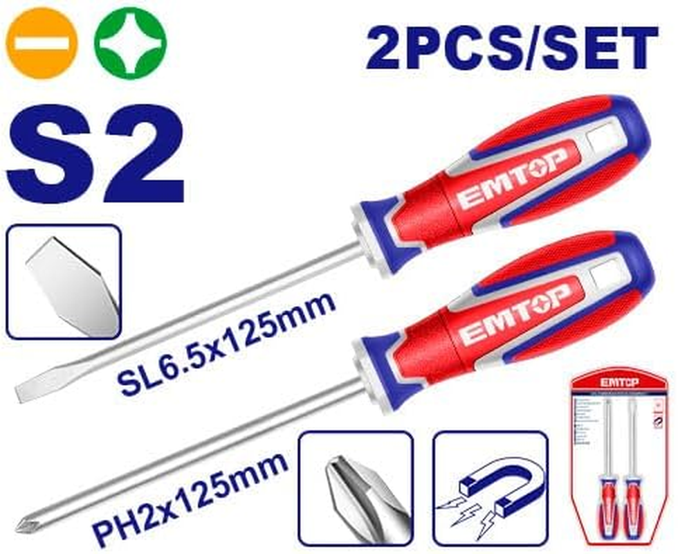 EMTOP Screwdriver Set Blade Material: S2 (2 Pcs) image number 1