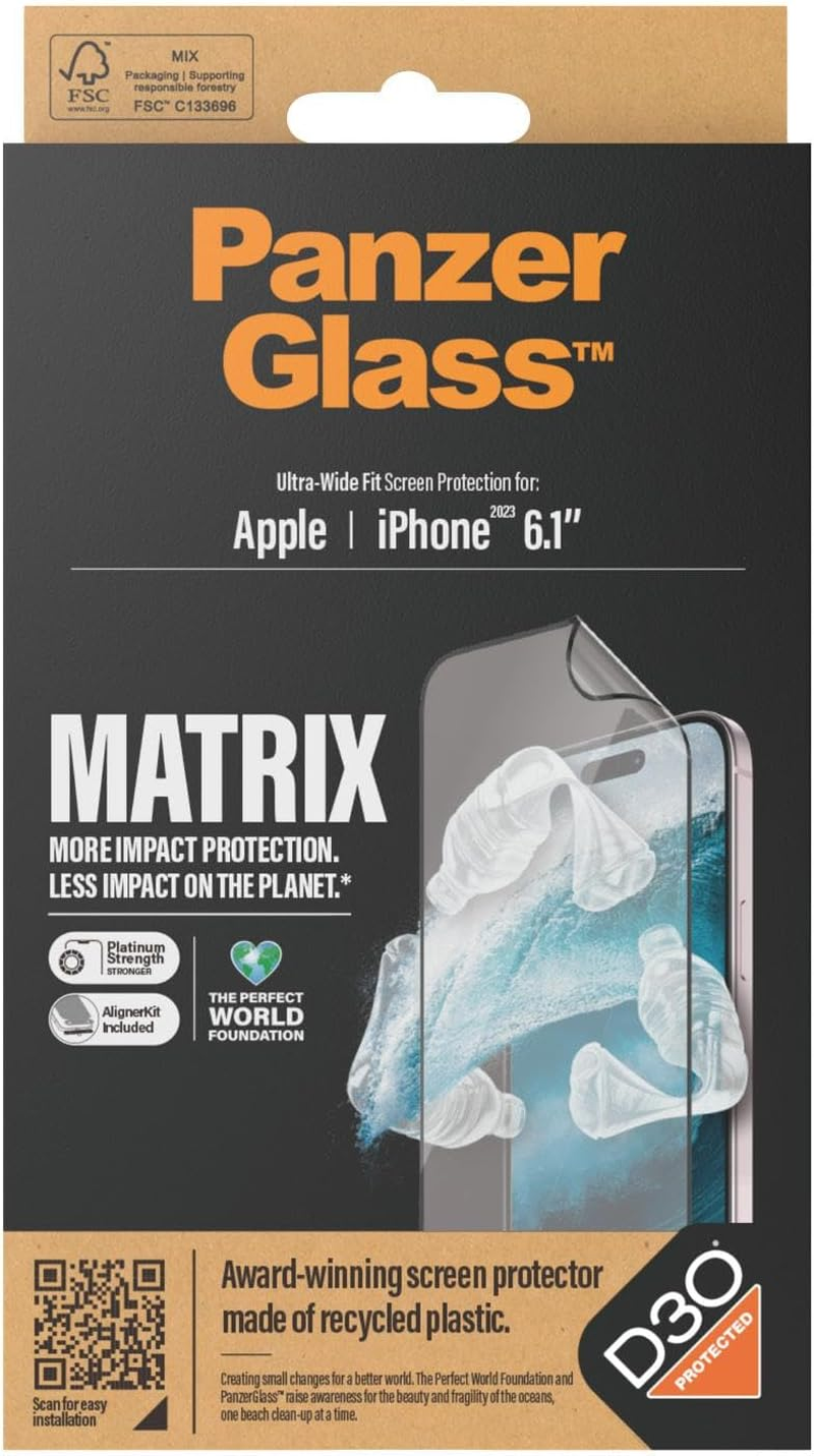 Panzerglass Matrix Hybrid Glass Screen Protectors for Iphone 15 image number 1