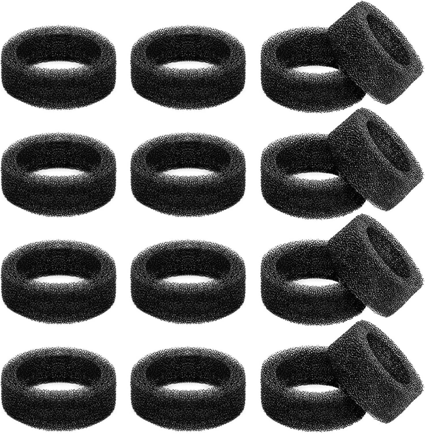 Hantoc Pack of 16 Sponge Filters for Cat Fountain, Replacement Filter for Drinking Fountain, Foam Filter for 3.2 L Stainless Steel Cat Fountain, PLWF003, Replacement Filter with Resin and Activated Carbon