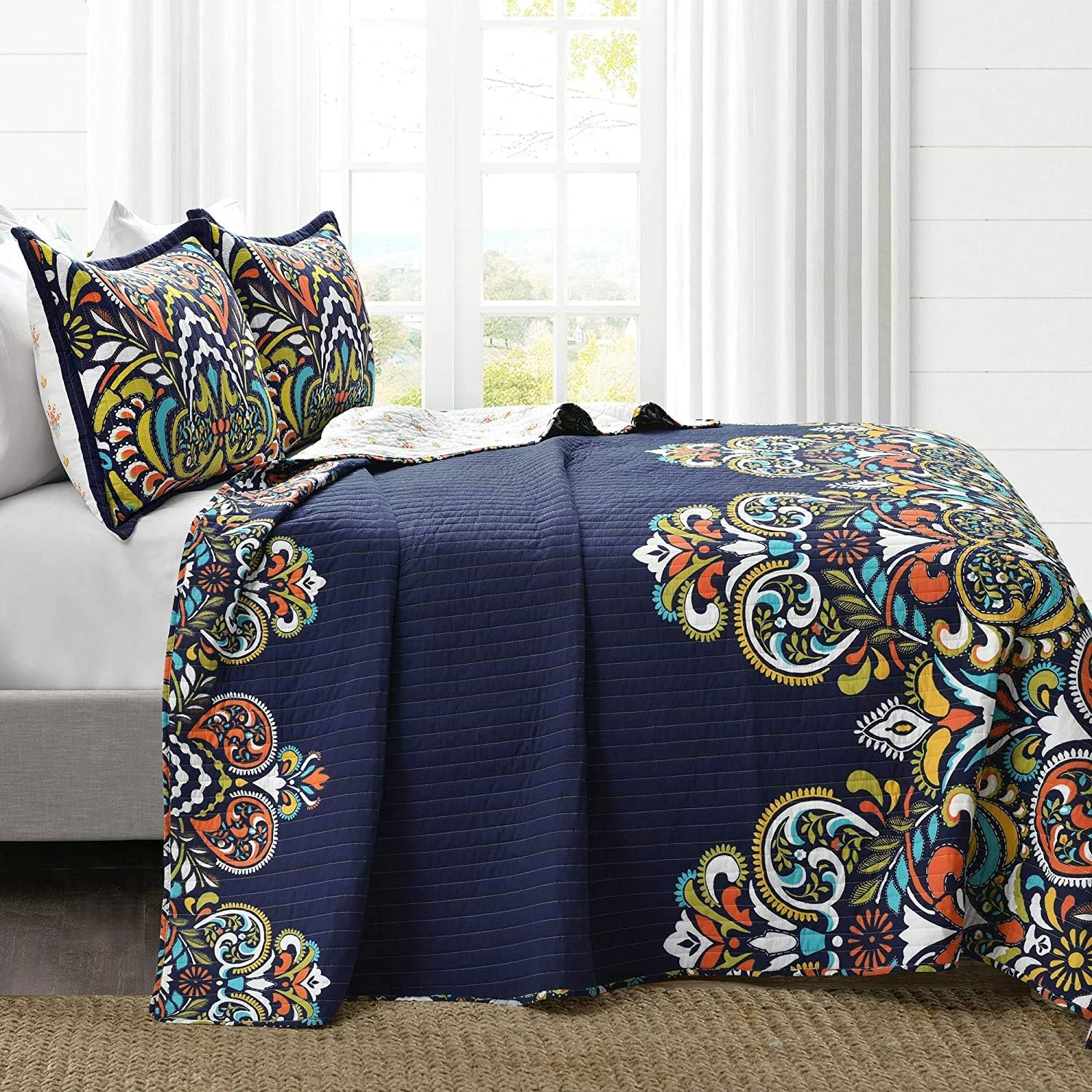 Lush Decor Lush D&eacute;cor Quilt Set, King, Navy image number 5